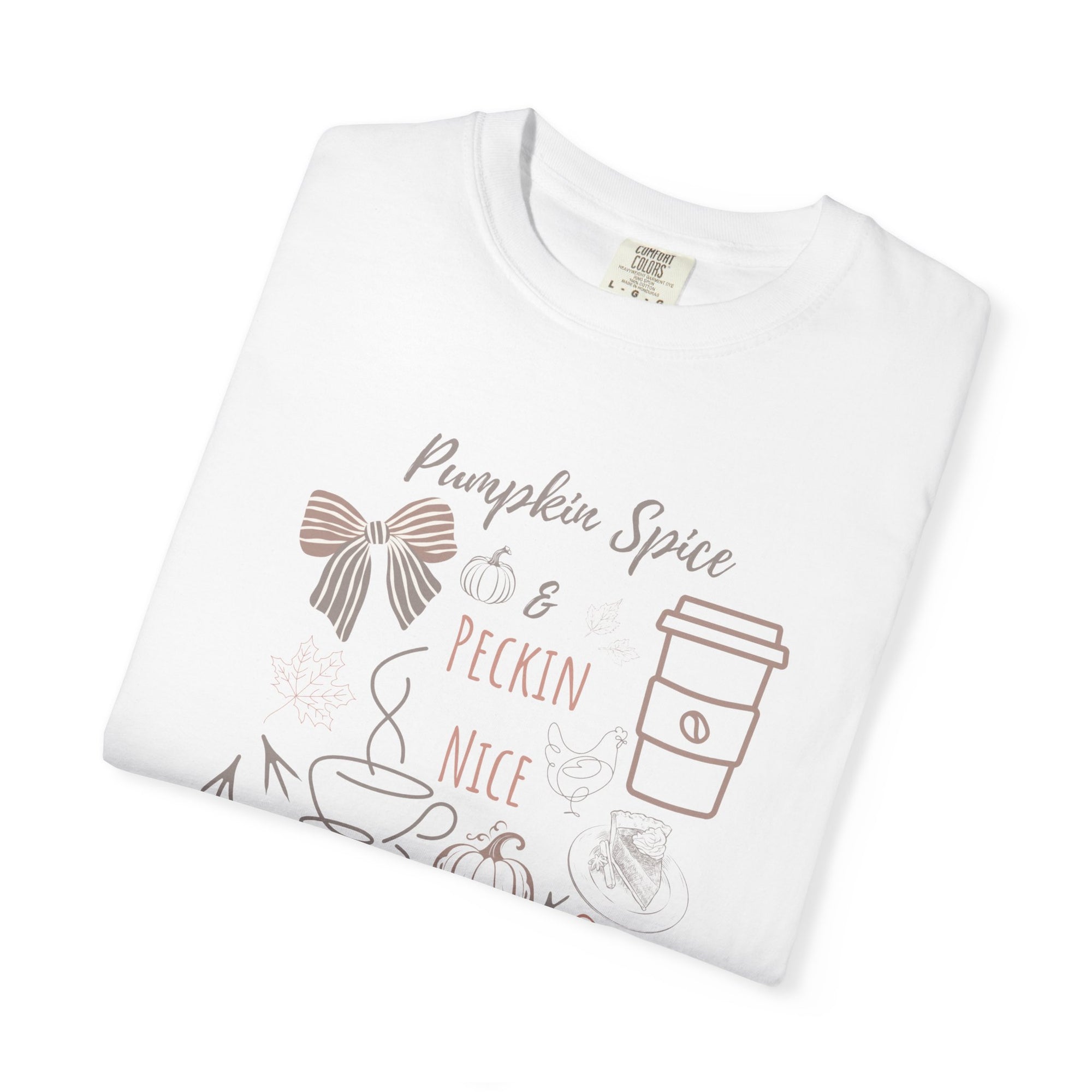 Pumpkin Spice & Peckin’ Nice Shirt – Funny Fall Chicken Lover Tee – Autumn Coffee Shirt, Farmhouse Country Graphic Tee