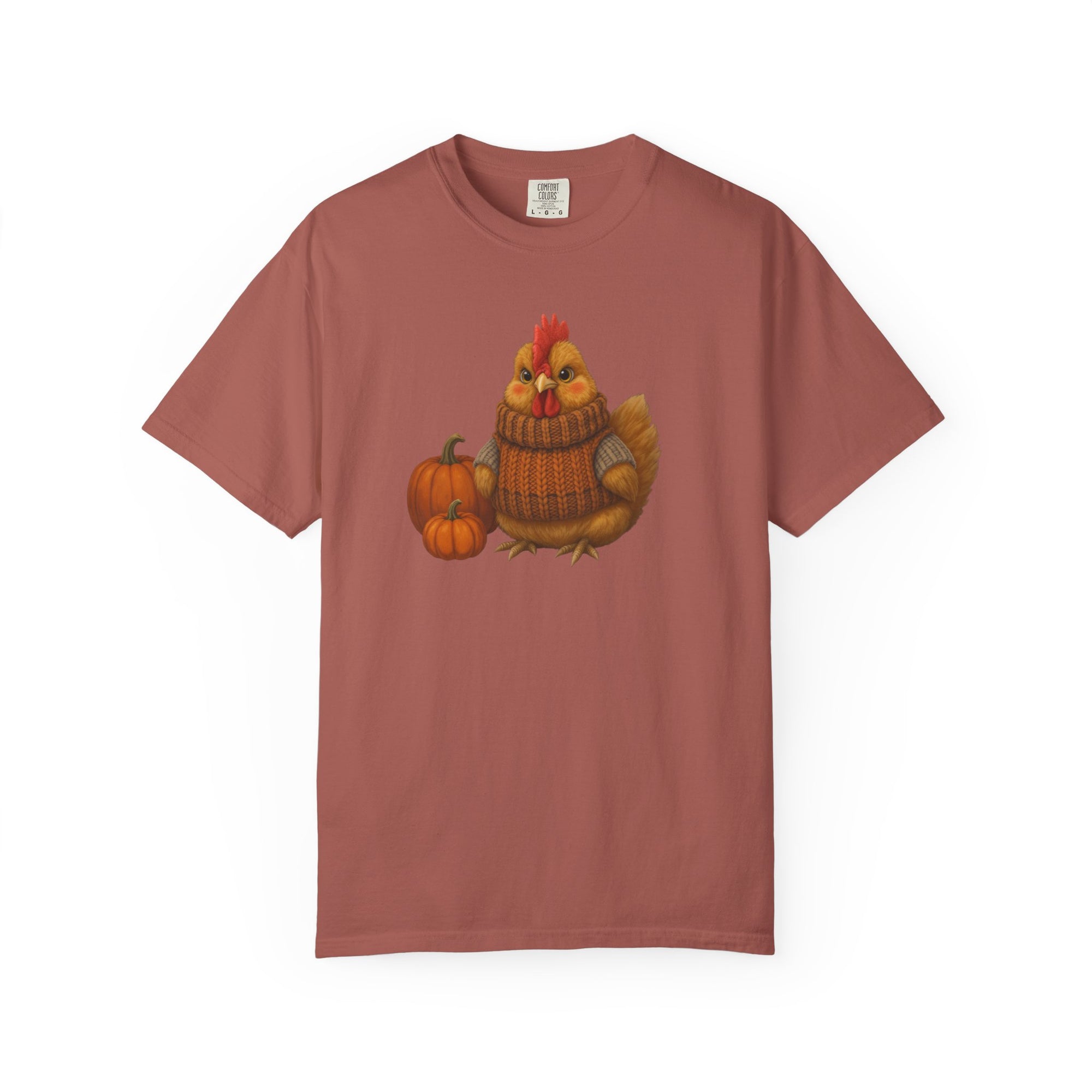Sweater Weather Autumn Chicken T-Shirt, Cozy Fall Vibes Tee, Unisex Pumpkin Shirt, Cute Chicken Apparel, Thanksgiving Gift