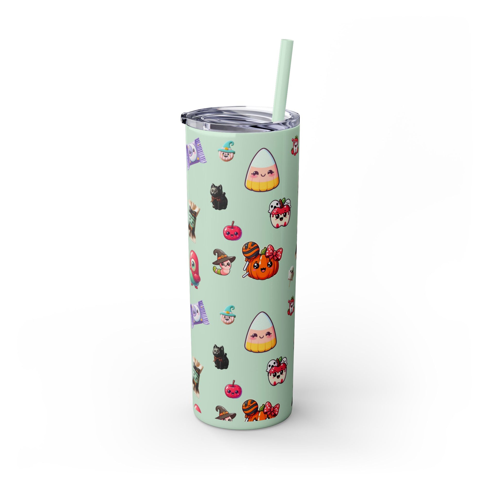 Playful Halloween Skinny Tumbler with Straw, 20oz | Cute Fall Drinkware, Halloween Mug, Party Favor, Gift for Her, Seasonal Decor