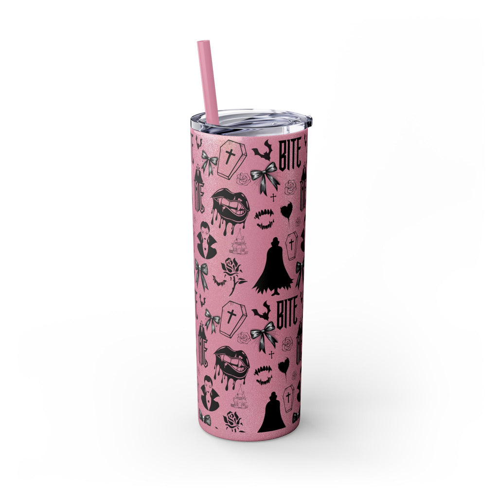 Gothic Skinny Tumbler, Perfect for Halloween, Unique Gift for Spooky Season, Cute Vampire Design, Ideal for Parties, Drinkware
