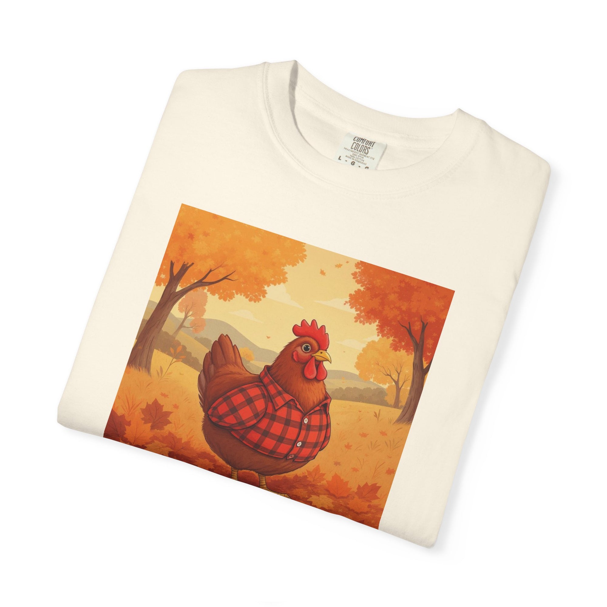 Feathered & Flannel Autumn Chicken T-Shirt, Cozy Fall Tee, Festive Farmhouse Shirt, Thanksgiving Apparel, Unisex Graphic Top