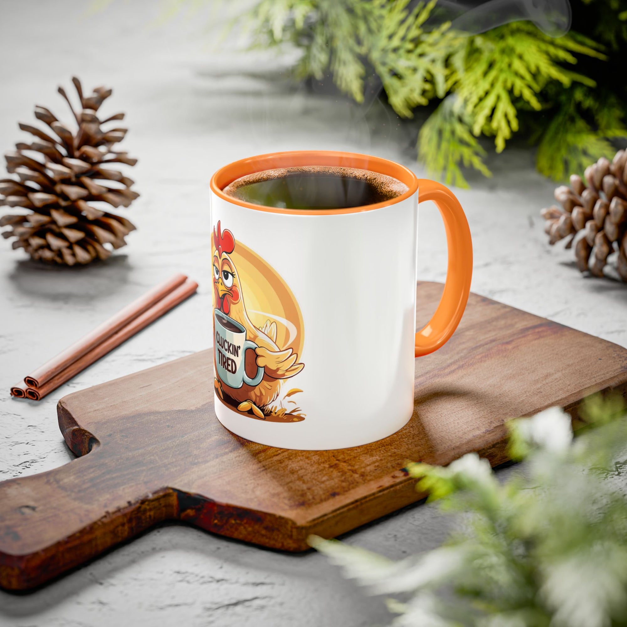 Cluckin’ Tired – 20oz Stainless Steel Tumbler Funny Chicken Mug, Clucking Tired Coffee Cup, Gift for Chicken Lovers, Colorful Ceramic Mug, Morning Coffee Cup