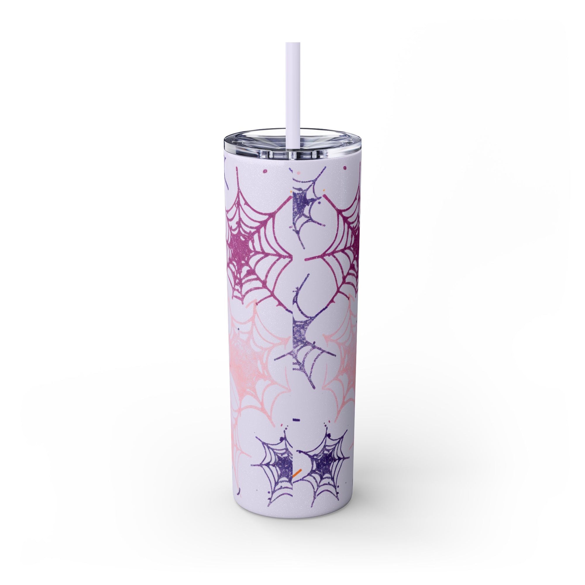 Halloween-Themed Skinny Tumbler, 20oz, I'm Here for the Booze, Travel Mug, Spider Web Design, Party Accessory, Fun Gift Idea