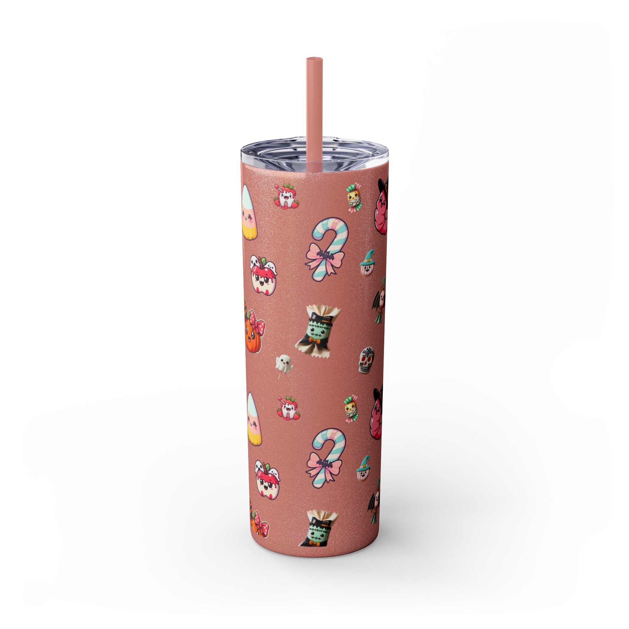Playful Halloween Skinny Tumbler with Straw, 20oz | Cute Fall Drinkware, Halloween Mug, Party Favor, Gift for Her, Seasonal Decor