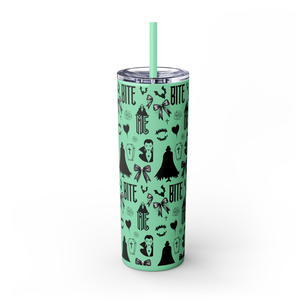 Gothic Skinny Tumbler, Perfect for Halloween, Unique Gift for Spooky Season, Cute Vampire Design, Ideal for Parties, Drinkware