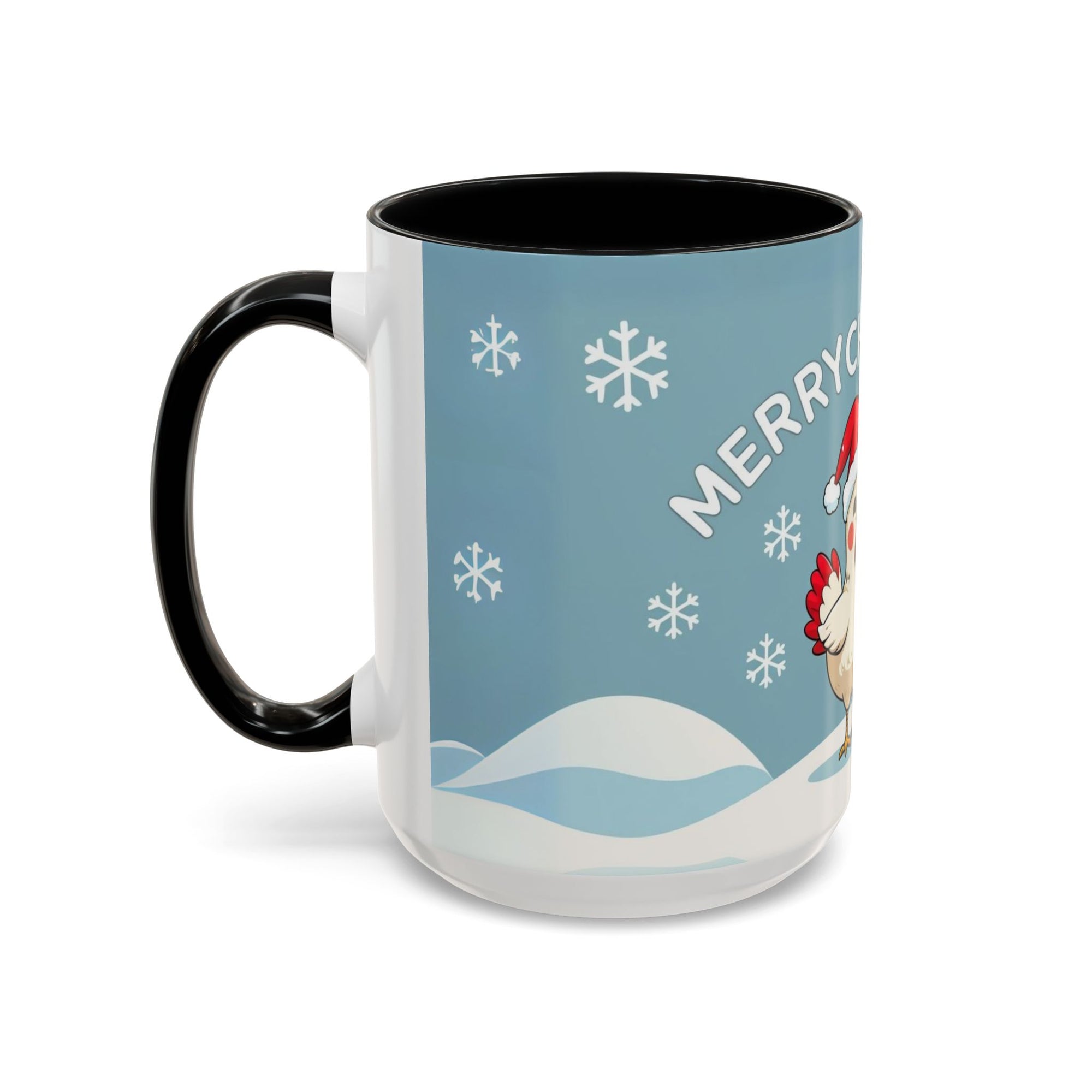 Merry Chickmas Christmas Chicken Accent Coffee Mug - Cute Holiday Gift, Festive Drinkware, Winter Celebration, Merry Chickmas, Funny Holiday Gift for Chicken Moms
