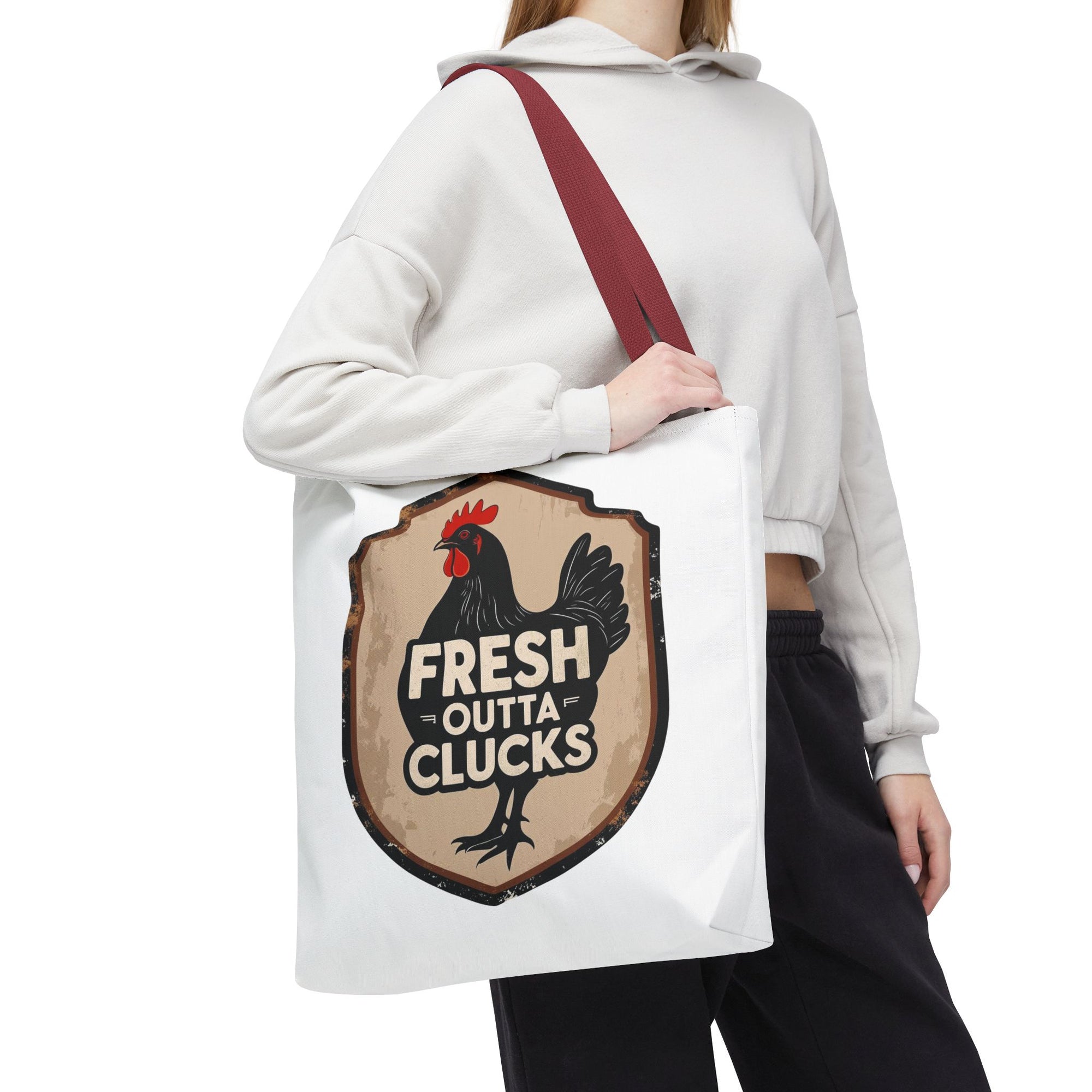 Fresh Outta Clucks Chicken Tote Bag – Funny Farmhouse Market Bag – Gift for Chicken Moms
