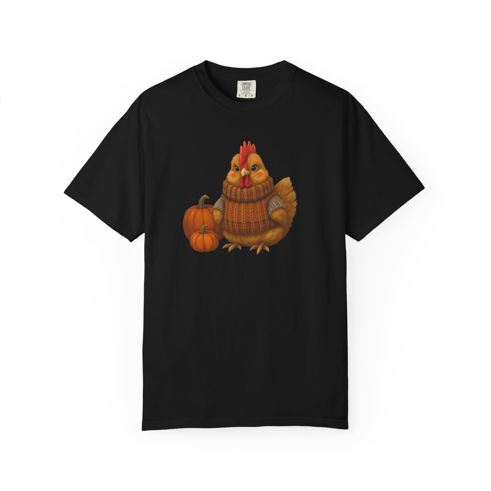 Sweater Weather Autumn Chicken T-Shirt, Cozy Fall Vibes Tee, Unisex Pumpkin Shirt, Cute Chicken Apparel, Thanksgiving Gift