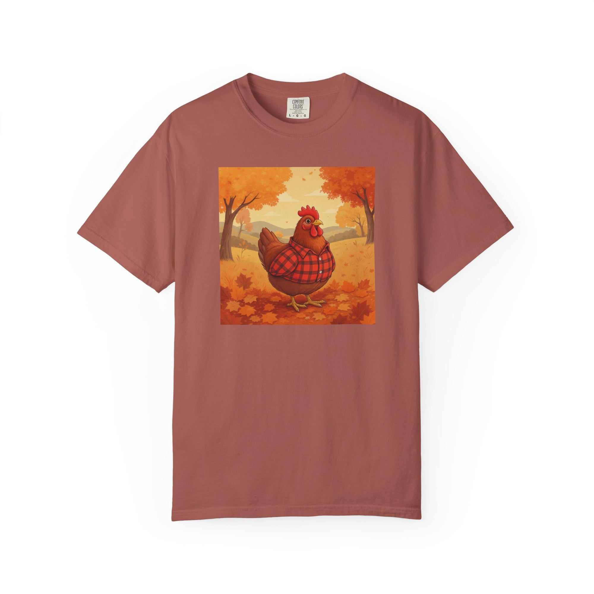Feathered & Flannel Autumn Chicken T-Shirt, Cozy Fall Tee, Festive Farmhouse Shirt, Thanksgiving Apparel, Unisex Graphic Top
