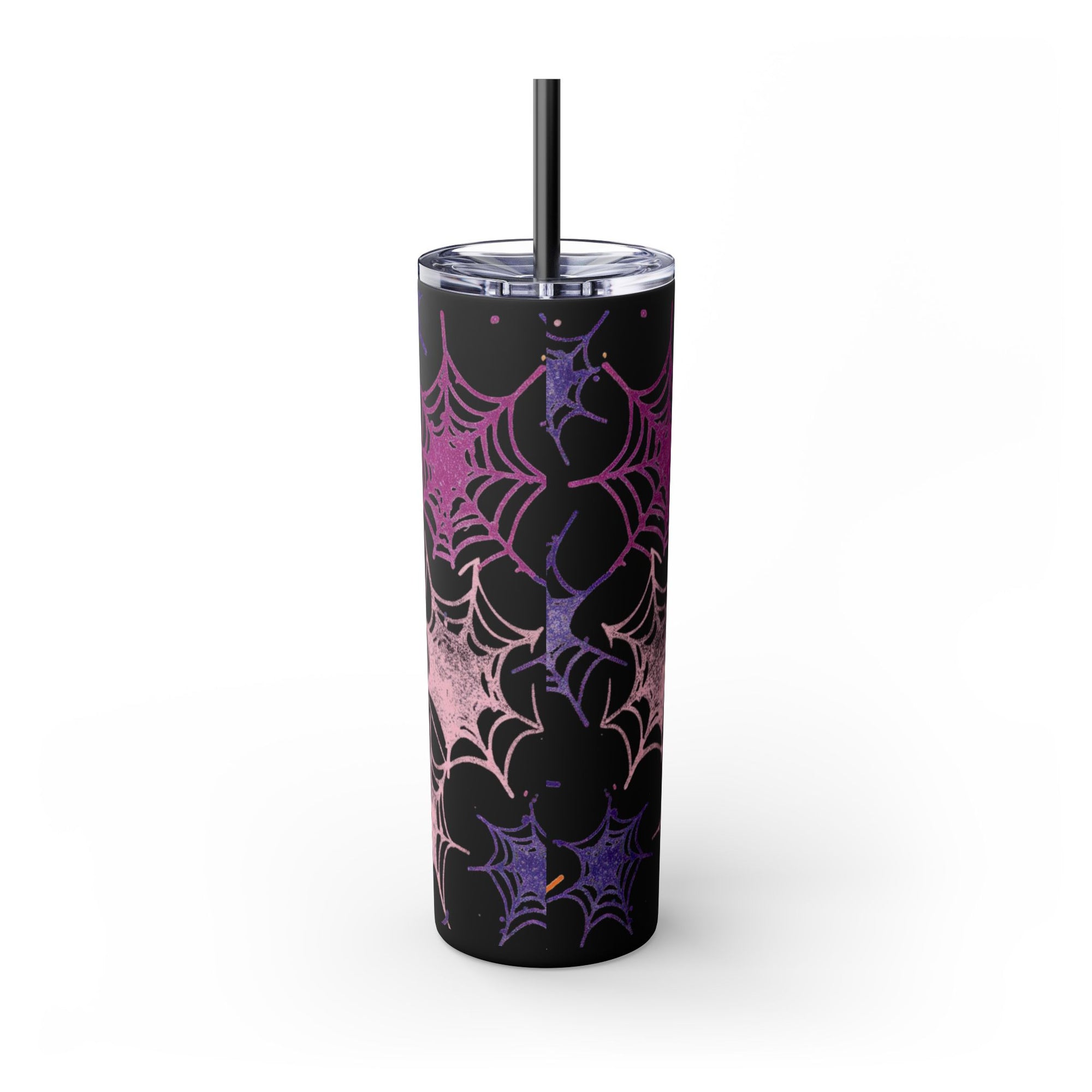 Halloween-Themed Skinny Tumbler, 20oz, I'm Here for the Booze, Travel Mug, Spider Web Design, Party Accessory, Fun Gift Idea