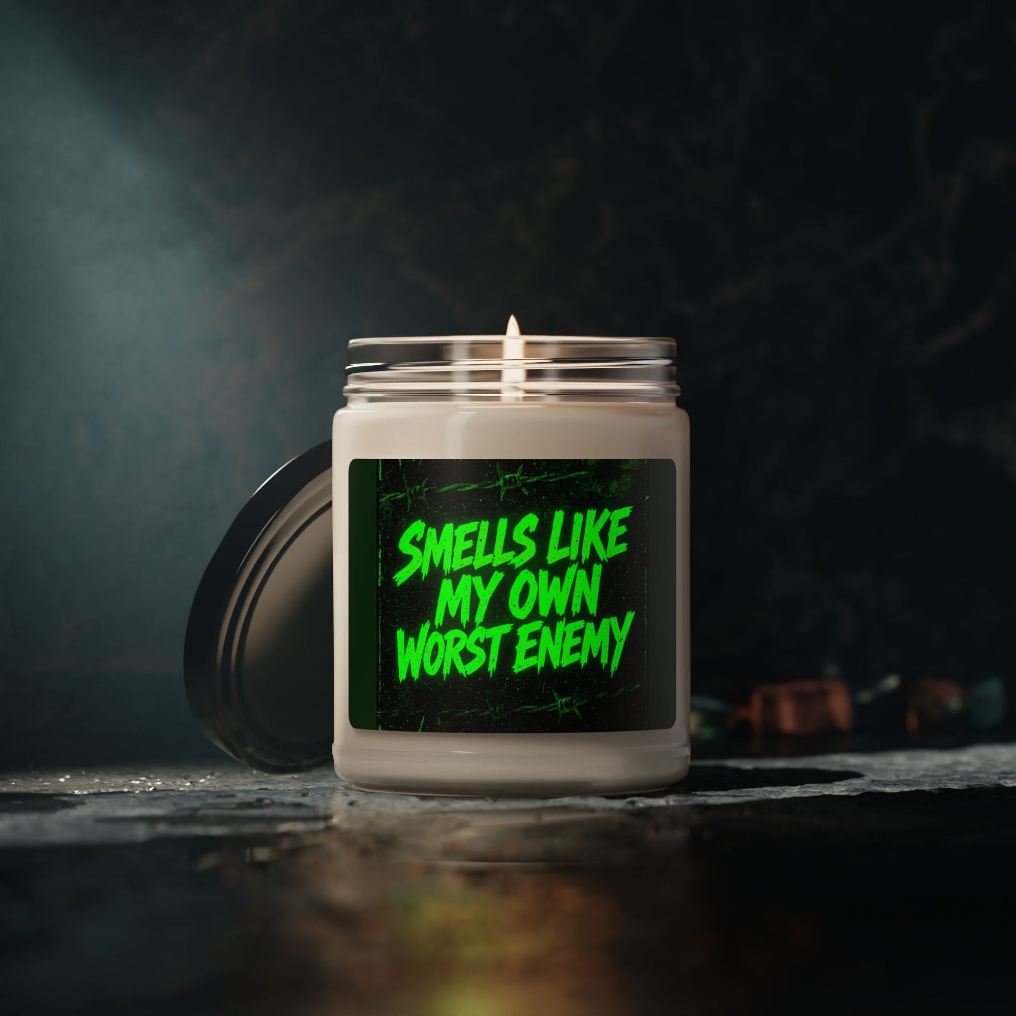 Smells Like My Own Worst Enemy Soy Candle | 90s Nostalgia Gift | Lit Inspired Candle | Retro Funny Candle for Music Lovers Scented Soy Candle, Unique Gift for Friends, Home Decor, Relaxation, Aromatherapy, Halloween Decoration, Funny Quote Candle