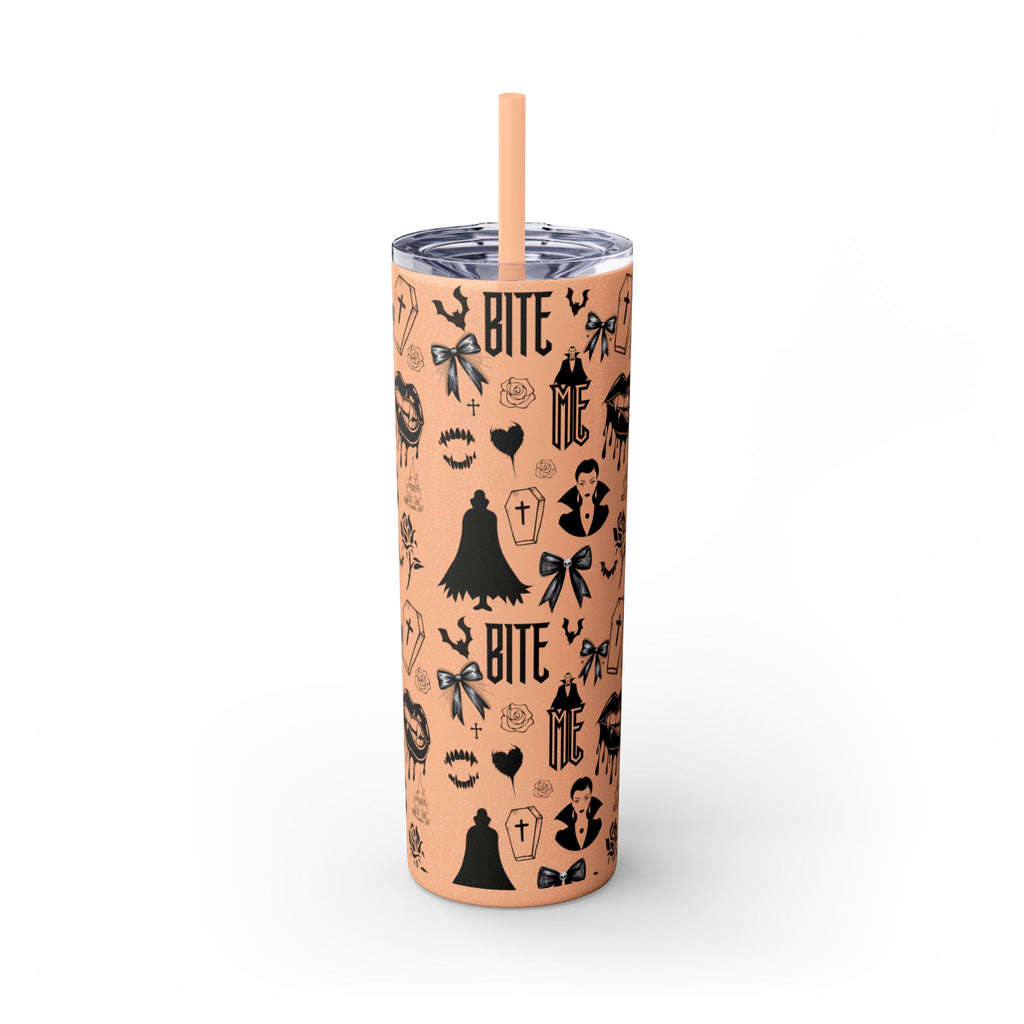 Gothic Skinny Tumbler, Perfect for Halloween, Unique Gift for Spooky Season, Cute Vampire Design, Ideal for Parties, Drinkware