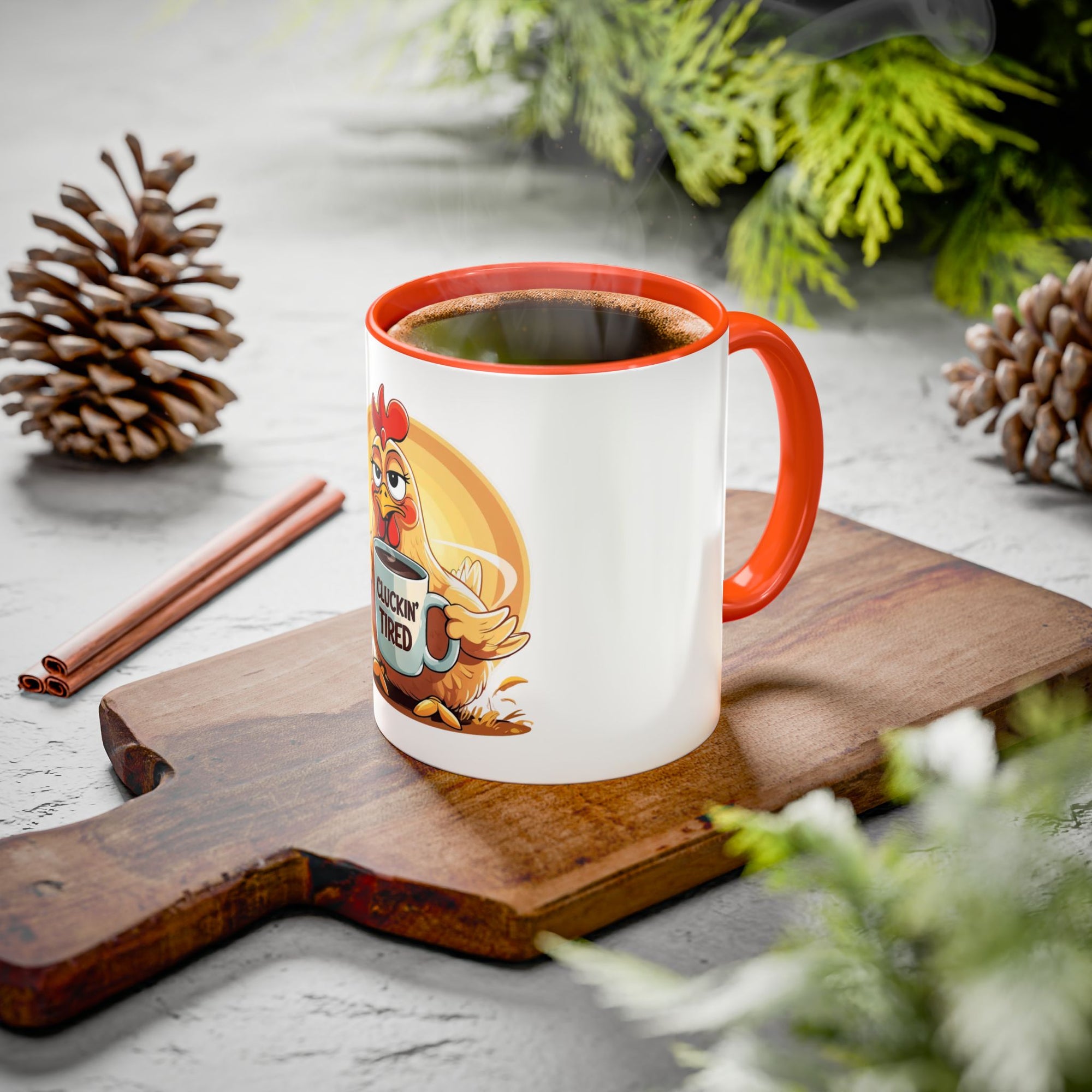 Cluckin’ Tired – 20oz Stainless Steel Tumbler Funny Chicken Mug, Clucking Tired Coffee Cup, Gift for Chicken Lovers, Colorful Ceramic Mug, Morning Coffee Cup