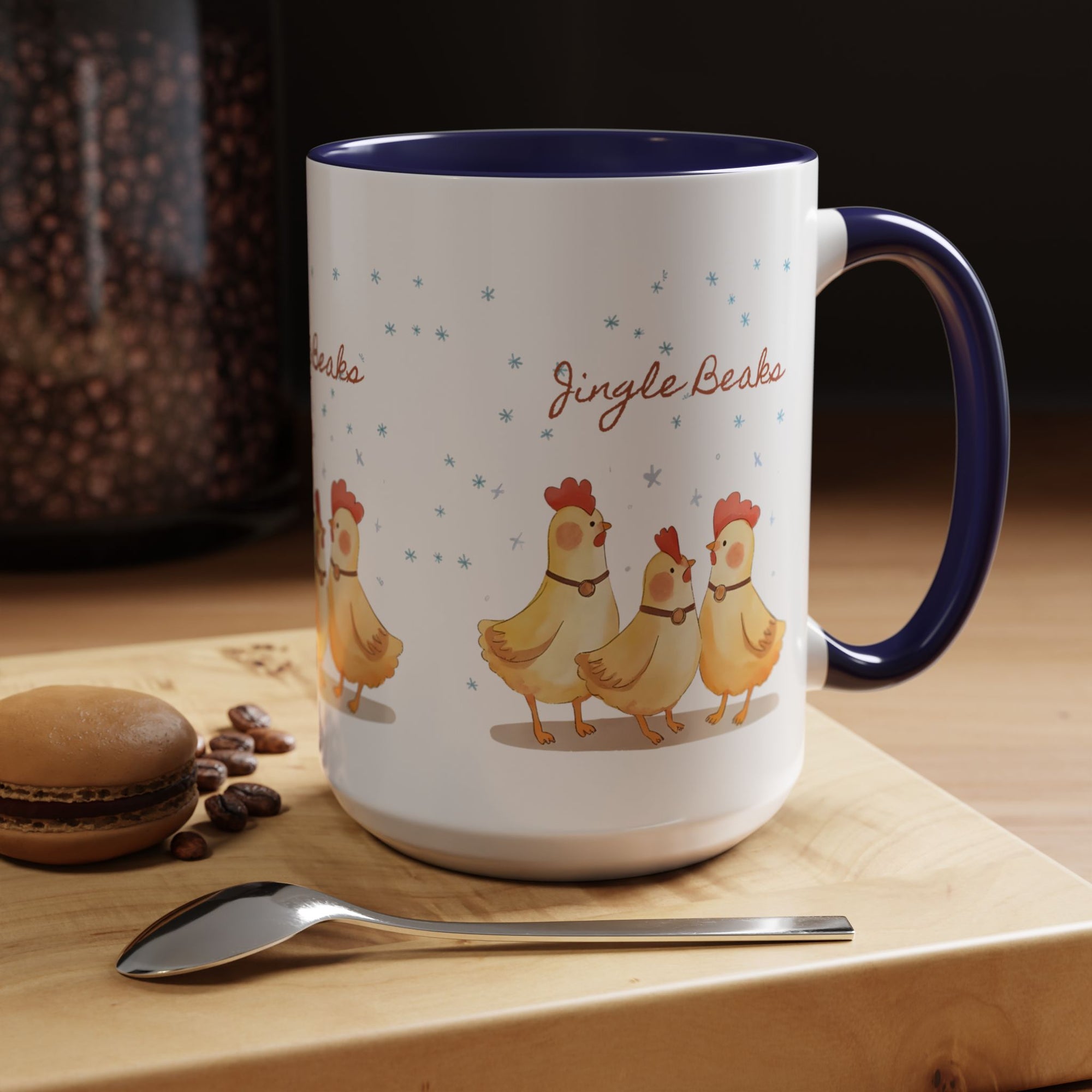 Jingle Beaks Chicken Mug – Funny Holiday Coffee Cup – Farmhouse Christmas Gift for Chicken Lovers  Accent Coffee Mug, Cute Chickens Coffee Cup, Holiday Gift, Fun Kitchen Decor, Farmhouse Style Mug, Unique Present