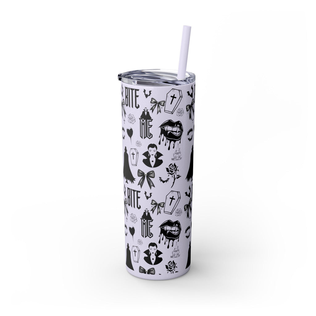 Gothic Skinny Tumbler, Perfect for Halloween, Unique Gift for Spooky Season, Cute Vampire Design, Ideal for Parties, Drinkware