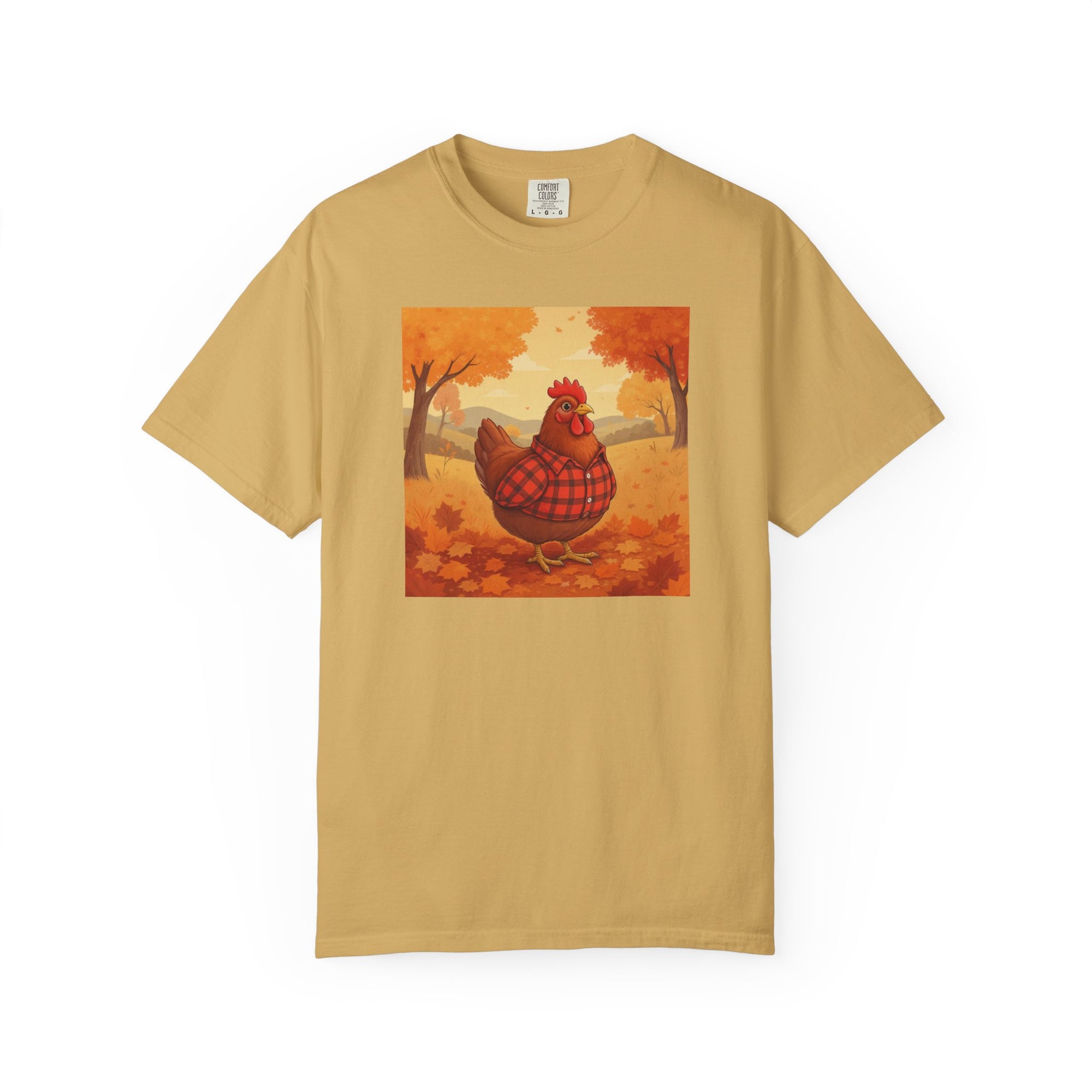 Feathered & Flannel Autumn Chicken T-Shirt, Cozy Fall Tee, Festive Farmhouse Shirt, Thanksgiving Apparel, Unisex Graphic Top