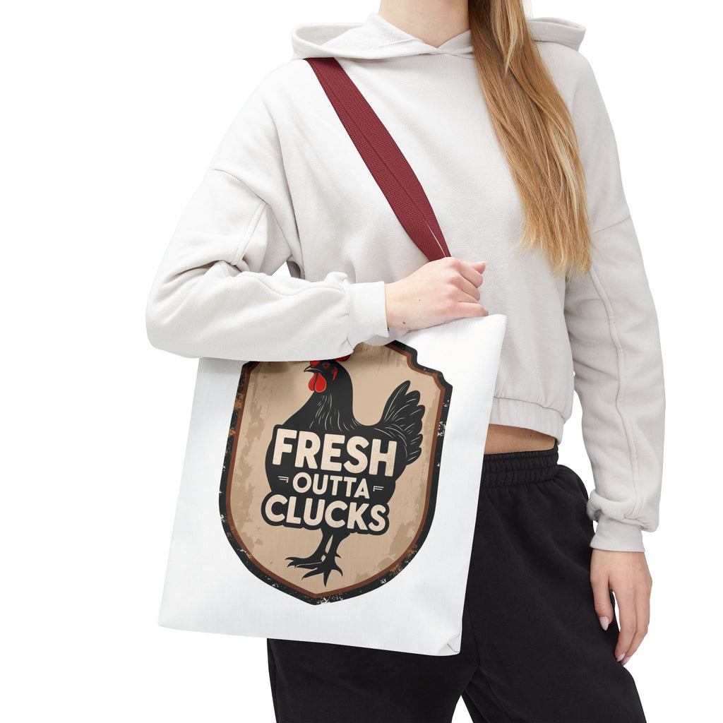 Fresh Outta Clucks Chicken Tote Bag – Funny Farmhouse Market Bag – Gift for Chicken Moms