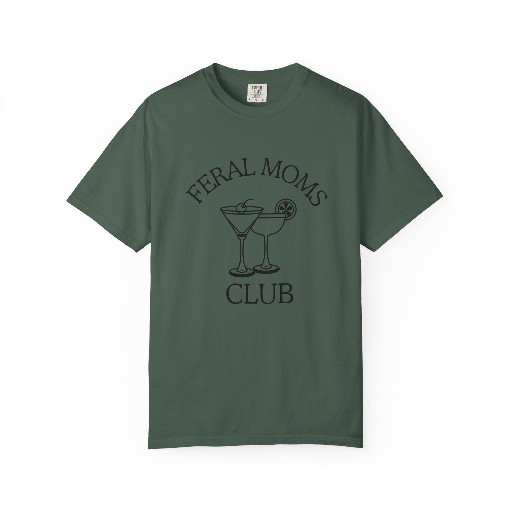 Cocktails Feral Moms Club T-shirt, Relaxed Fit, Gift for Moms, Funny Tees, Mother's Day, Women's Casual Wear
