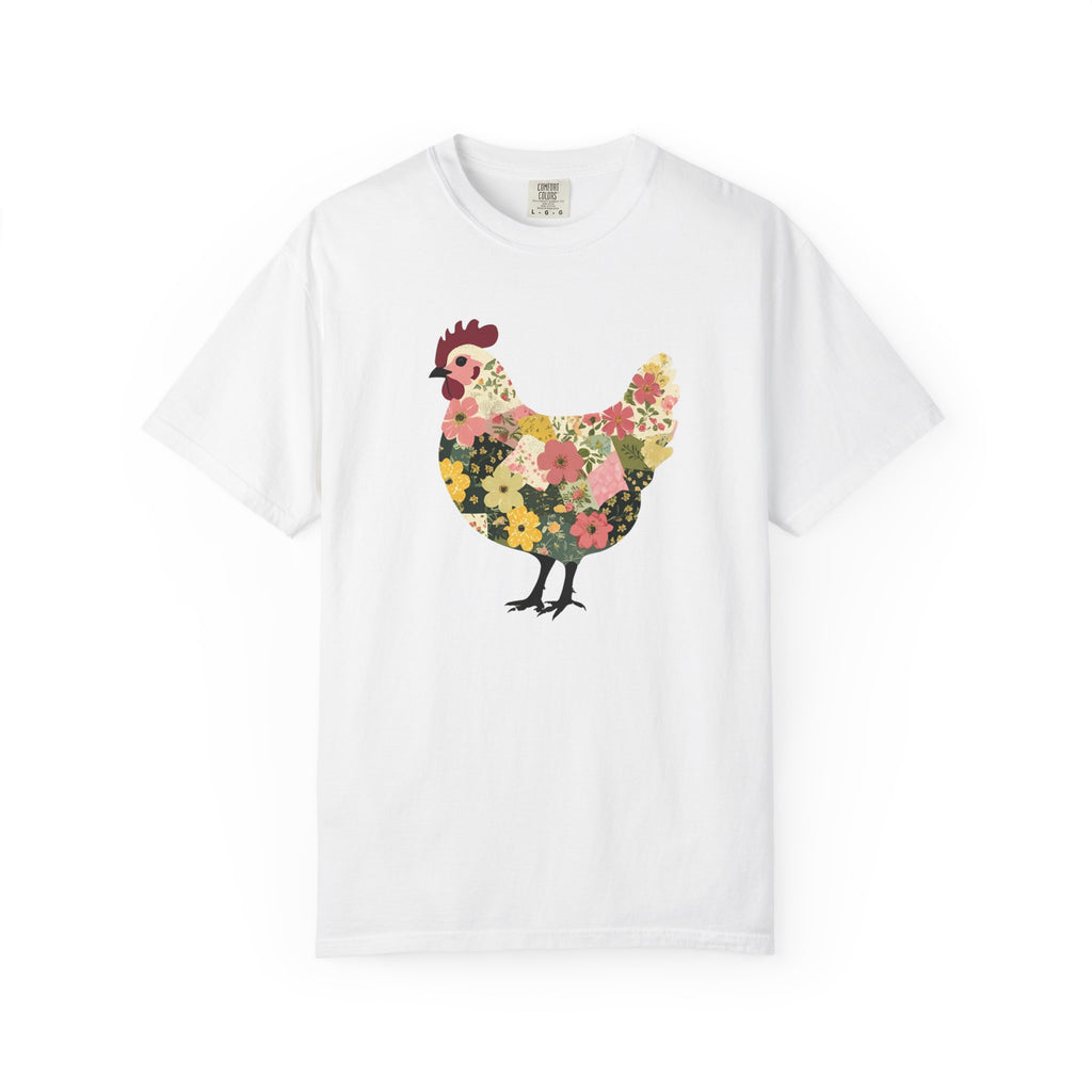 Floral Chicken T-shirt | Unisex Tee for Animal Lovers, Farmhouse Decor, Gift for Her, Casual Wear, Spring Fashion