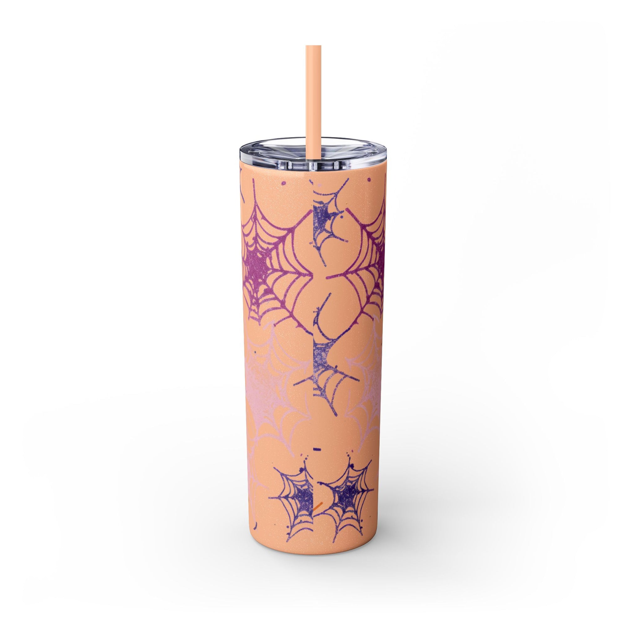 Halloween-Themed Skinny Tumbler, 20oz, I'm Here for the Booze, Travel Mug, Spider Web Design, Party Accessory, Fun Gift Idea