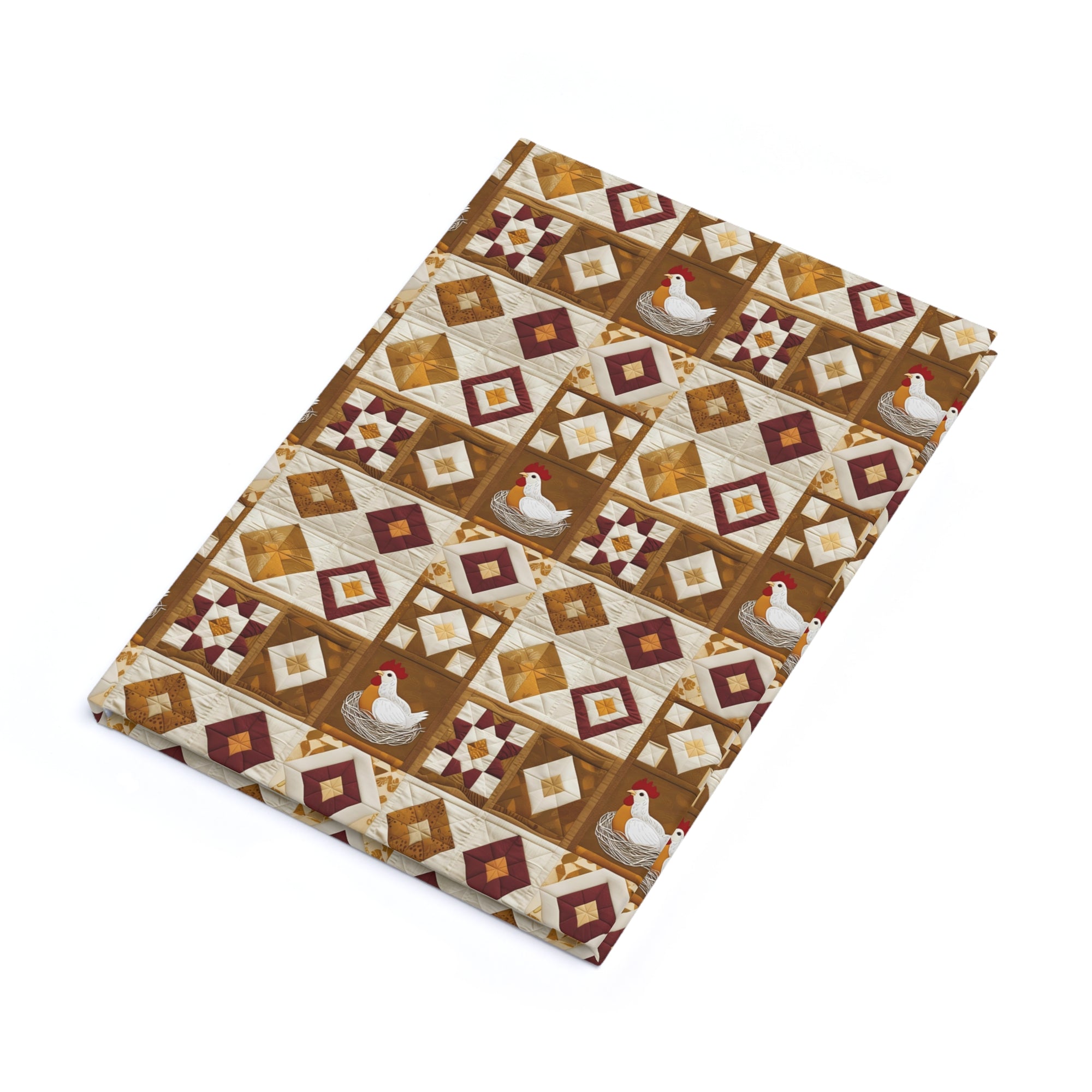 Quilt Block Rustic Chicken Hardcover Journal - Farmhouse Decor, Gift for Writers, Note-taking, Daily Planner, Rustic Home Office