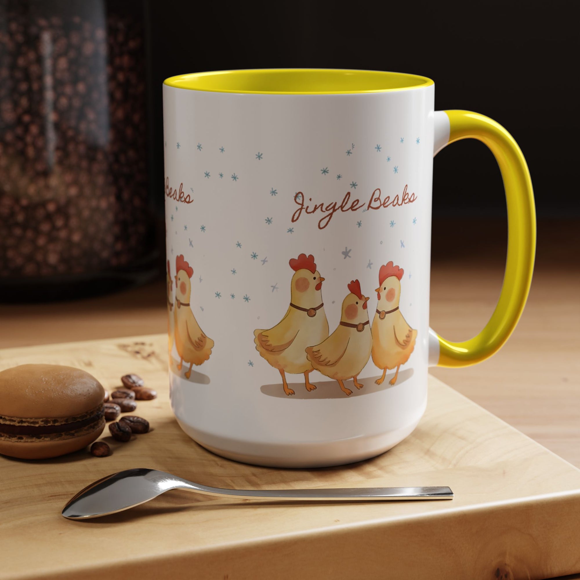 Jingle Beaks Chicken Mug – Funny Holiday Coffee Cup – Farmhouse Christmas Gift for Chicken Lovers  Accent Coffee Mug, Cute Chickens Coffee Cup, Holiday Gift, Fun Kitchen Decor, Farmhouse Style Mug, Unique Present