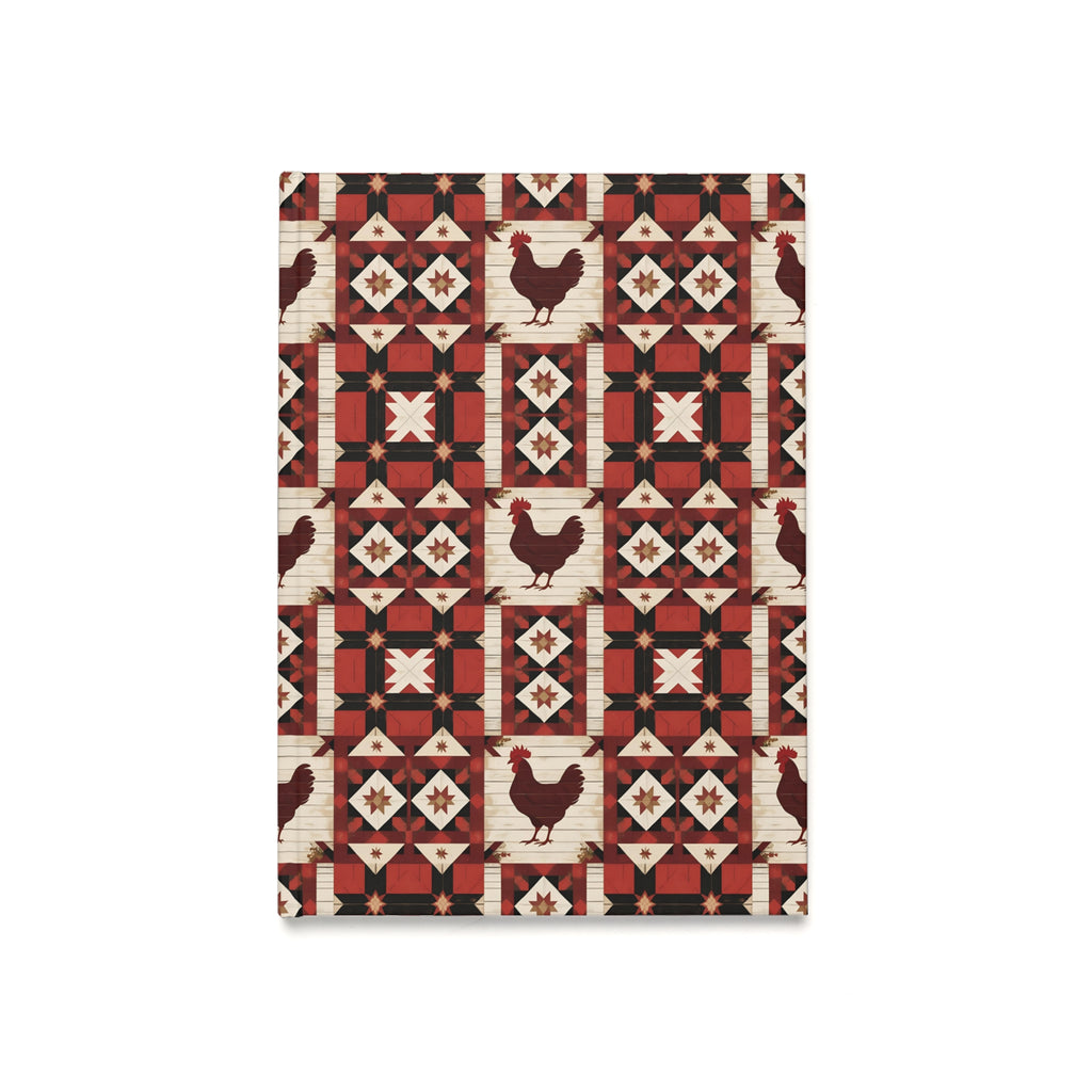 Quilt Block Rustic Farmhouse Hardcover Journal | Chicken Patterned Notebook for Writers, Gift for Farmers, Rustic Home Decor, Cute Journal Gift, [...]