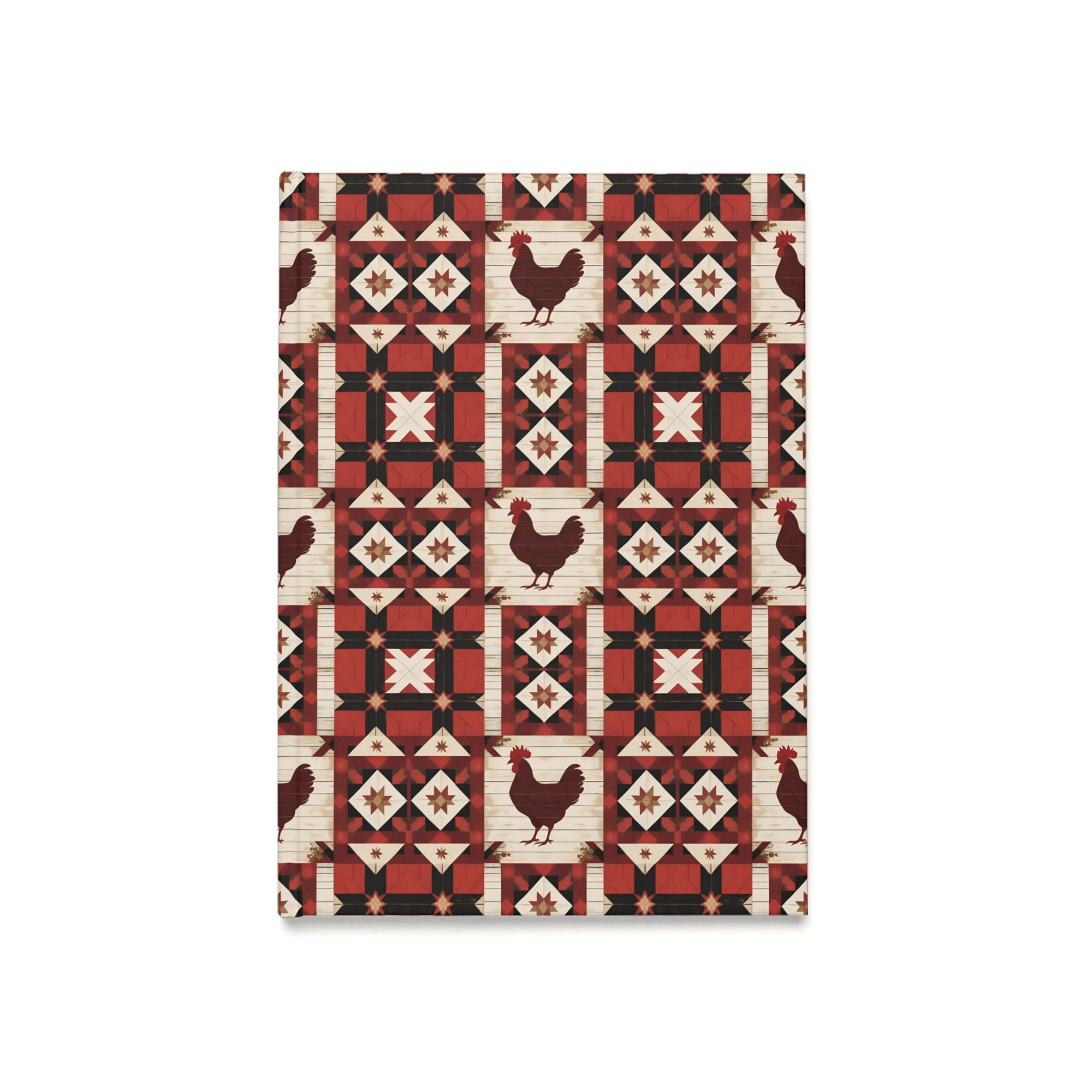 Quilt Block Rustic Farmhouse Hardcover Journal | Chicken Patterned Notebook for Writers, Gift for Farmers, Rustic Home Decor, Cute Journal Gift, [...]