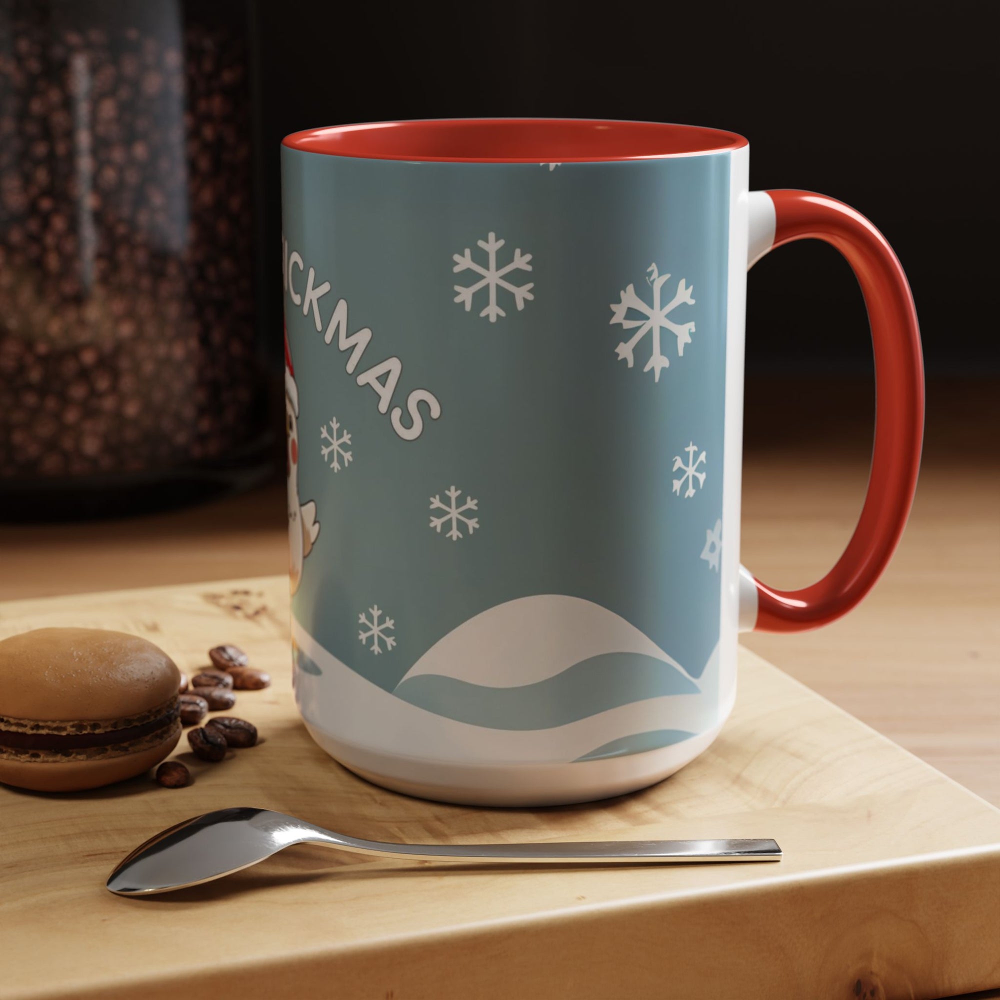 Merry Chickmas Christmas Chicken Accent Coffee Mug - Cute Holiday Gift, Festive Drinkware, Winter Celebration, Merry Chickmas, Funny Holiday Gift for Chicken Moms