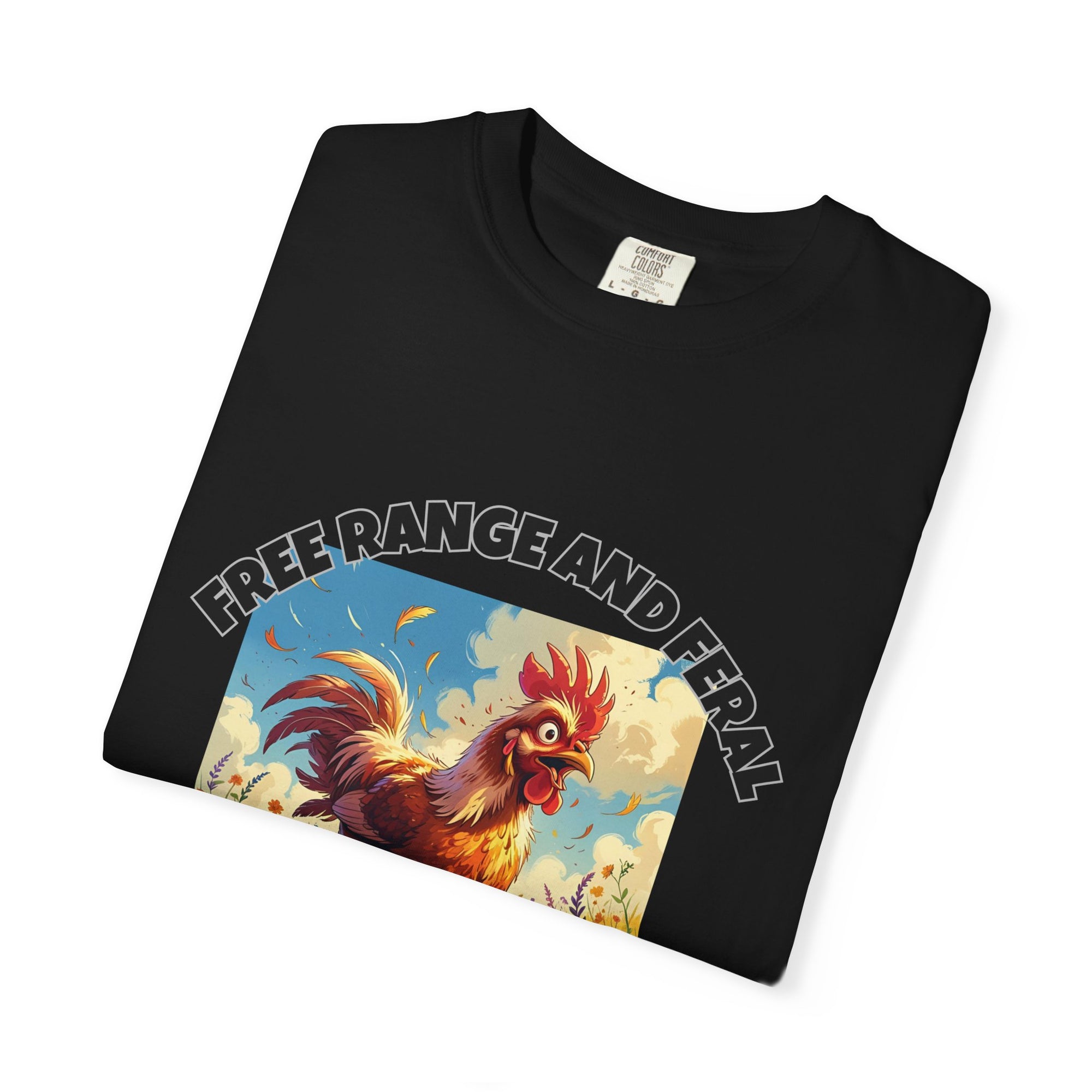 Free Range and Ferel Funny Rooster T-Shirt, Farm Life Tee, Animal Lover Gift, Casual Wear, Free Range and Feral Apparel