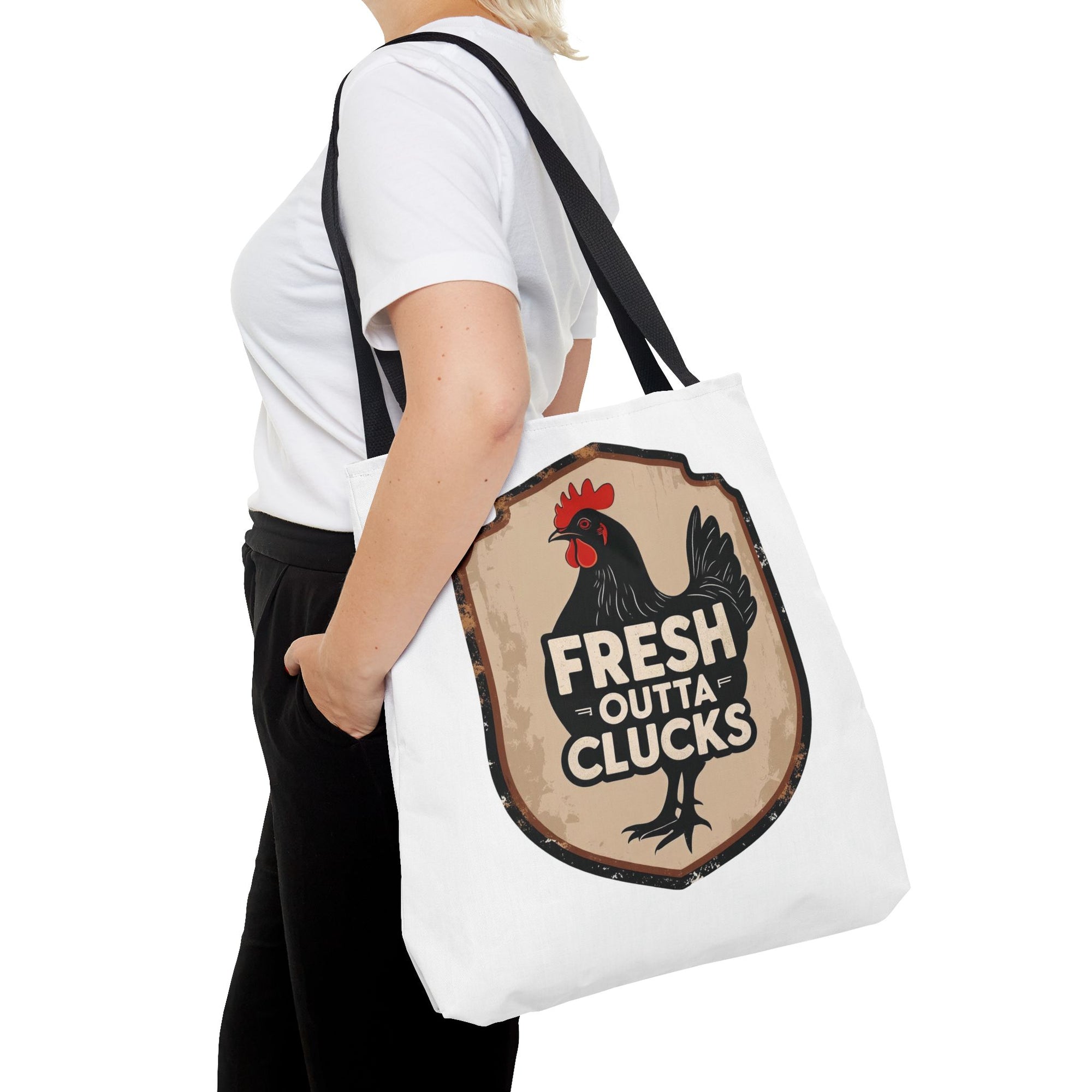 Fresh Outta Clucks Chicken Tote Bag – Funny Farmhouse Market Bag – Gift for Chicken Moms