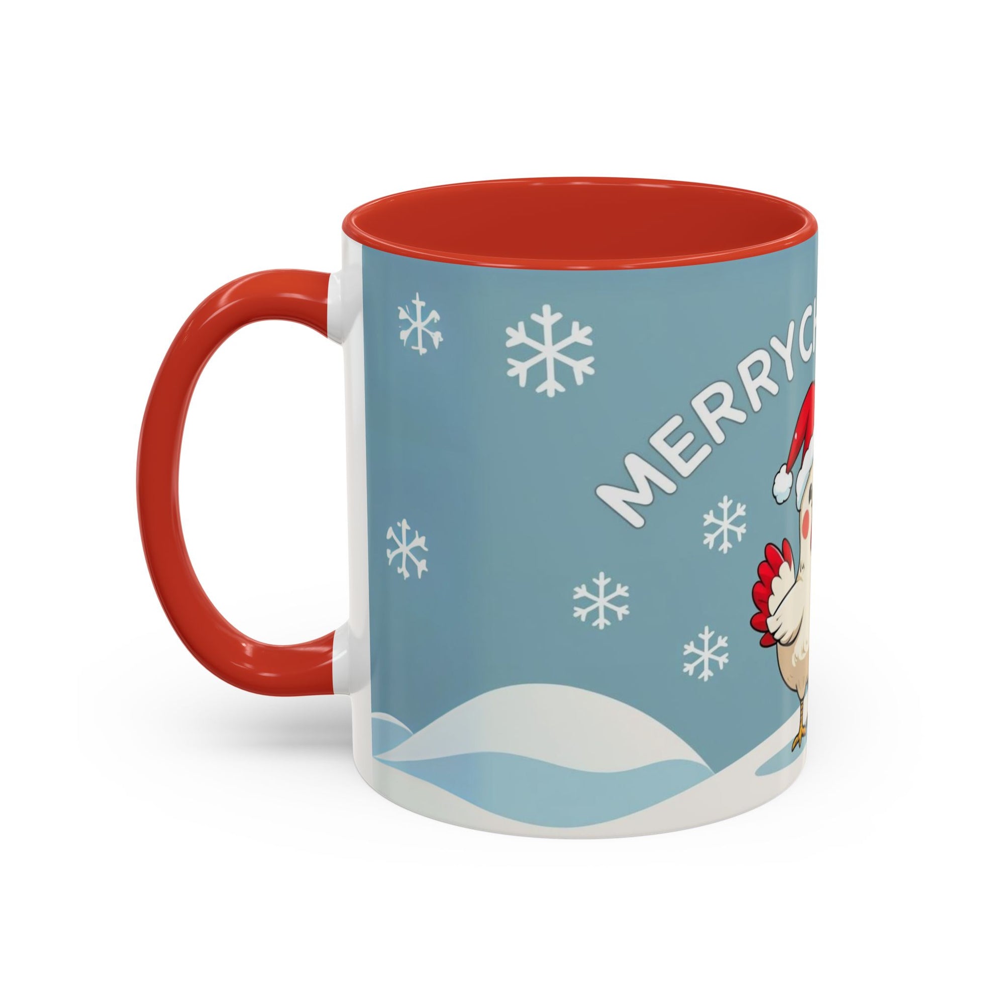 Merry Chickmas Christmas Chicken Accent Coffee Mug - Cute Holiday Gift, Festive Drinkware, Winter Celebration, Merry Chickmas, Funny Holiday Gift for Chicken Moms