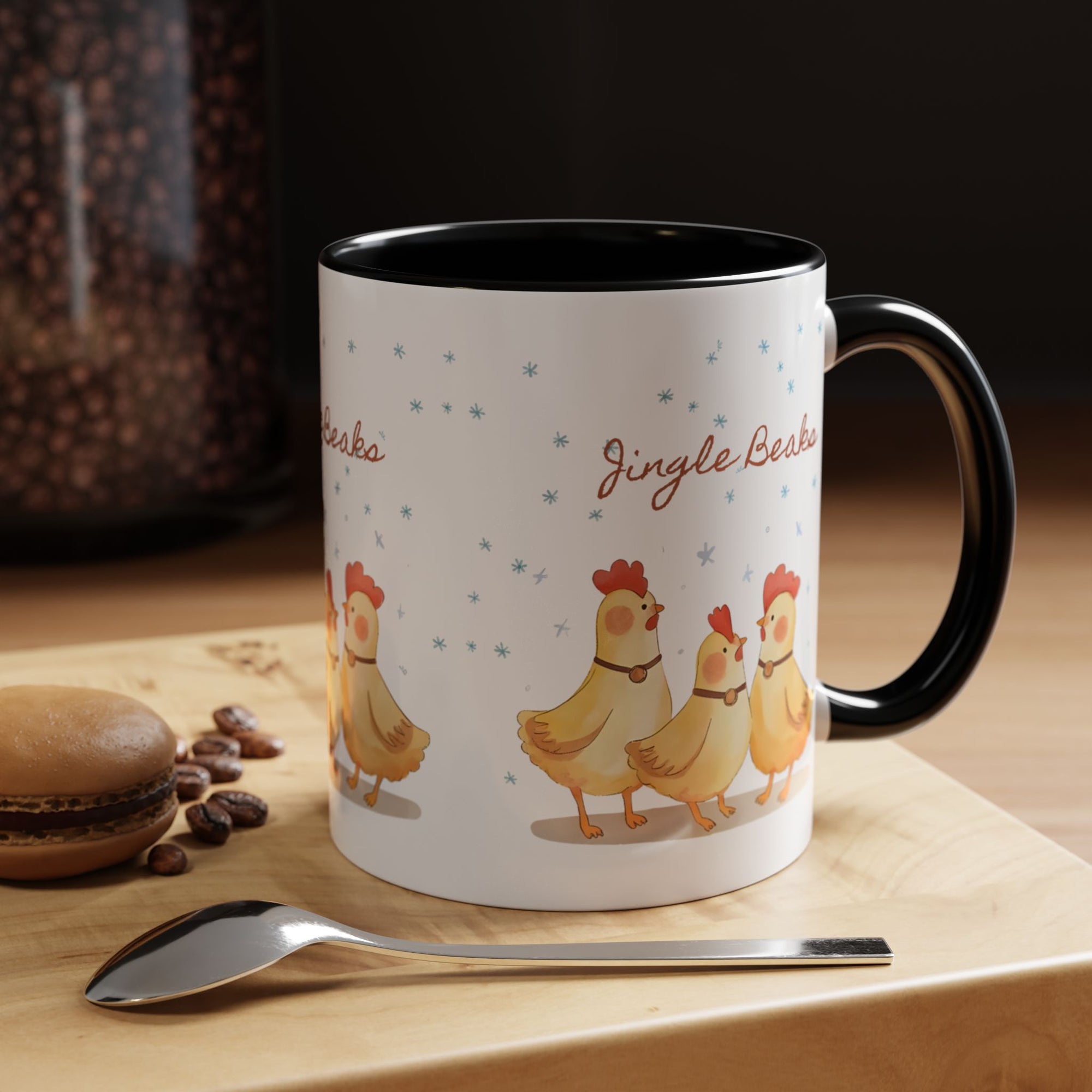 Jingle Beaks Chicken Mug – Funny Holiday Coffee Cup – Farmhouse Christmas Gift for Chicken Lovers  Accent Coffee Mug, Cute Chickens Coffee Cup, Holiday Gift, Fun Kitchen Decor, Farmhouse Style Mug, Unique Present