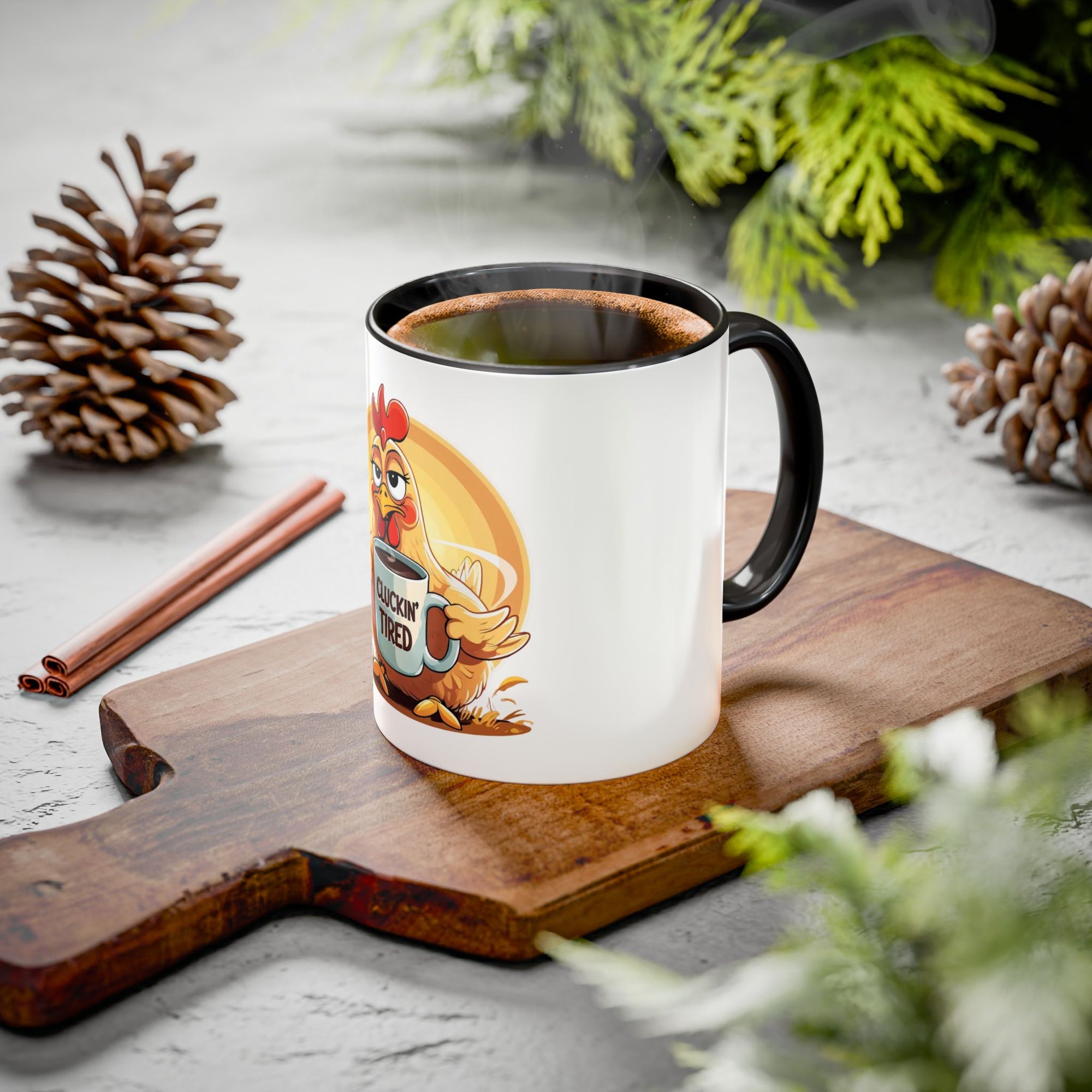 Cluckin’ Tired – 20oz Stainless Steel Tumbler Funny Chicken Mug, Clucking Tired Coffee Cup, Gift for Chicken Lovers, Colorful Ceramic Mug, Morning Coffee Cup