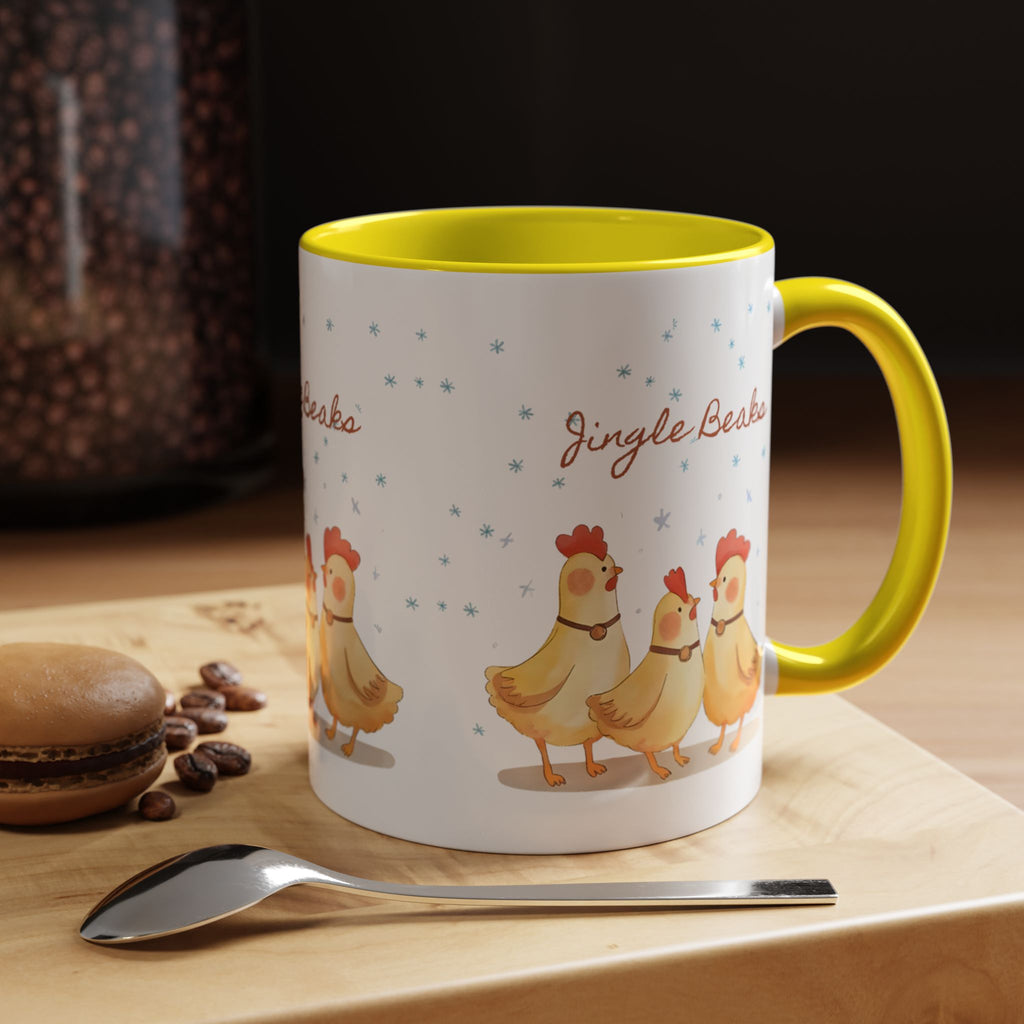 Jingle Beaks Chicken Mug – Funny Holiday Coffee Cup – Farmhouse Christmas Gift for Chicken Lovers  Accent Coffee Mug, Cute Chickens Coffee Cup, Holiday Gift, Fun Kitchen Decor, Farmhouse Style Mug, Unique Present
