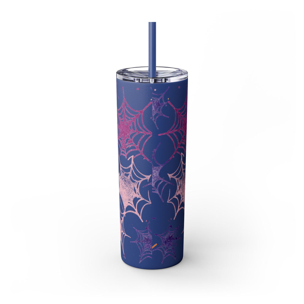Halloween-Themed Skinny Tumbler, 20oz, I'm Here for the Booze, Travel Mug, Spider Web Design, Party Accessory, Fun Gift Idea