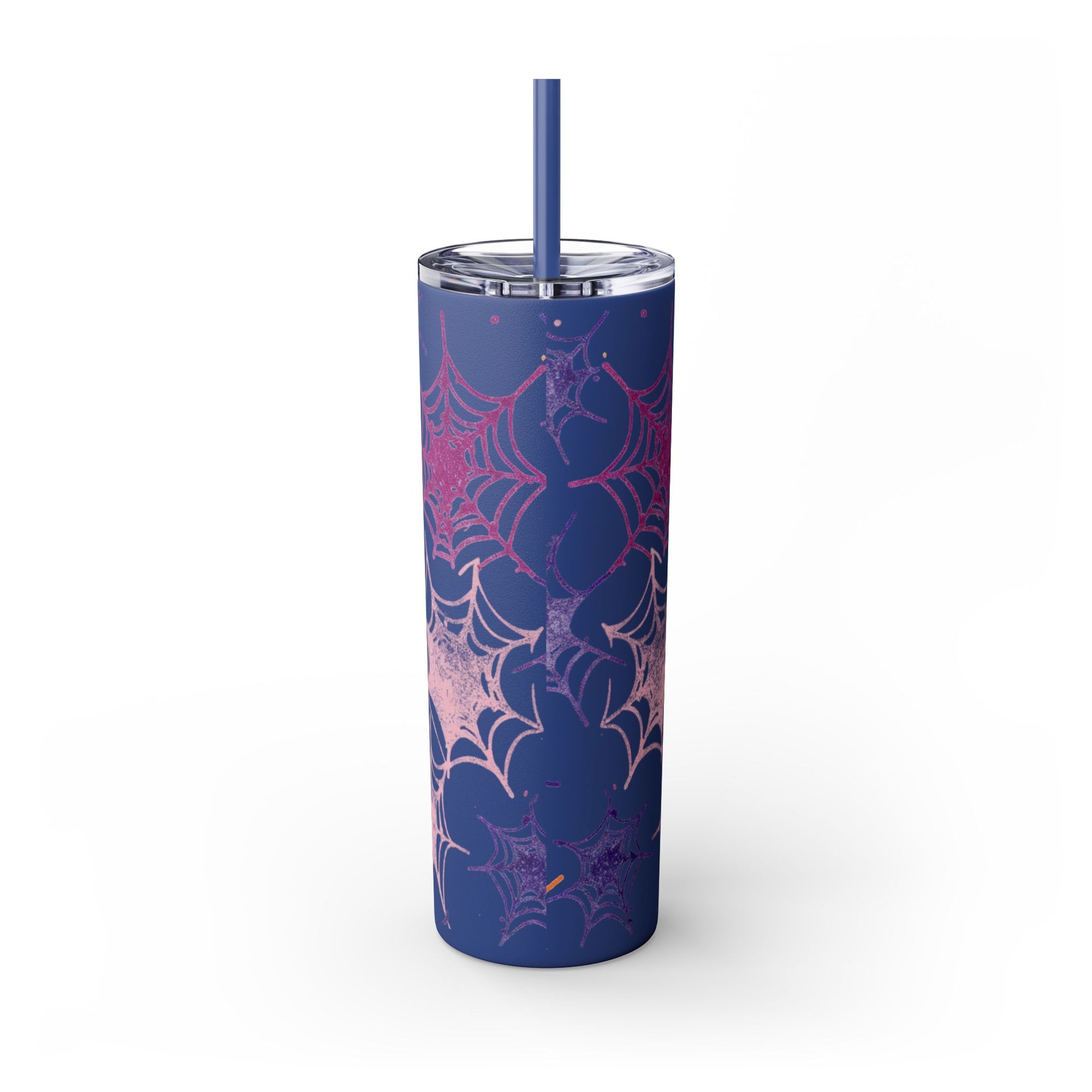Halloween-Themed Skinny Tumbler, 20oz, I'm Here for the Booze, Travel Mug, Spider Web Design, Party Accessory, Fun Gift Idea