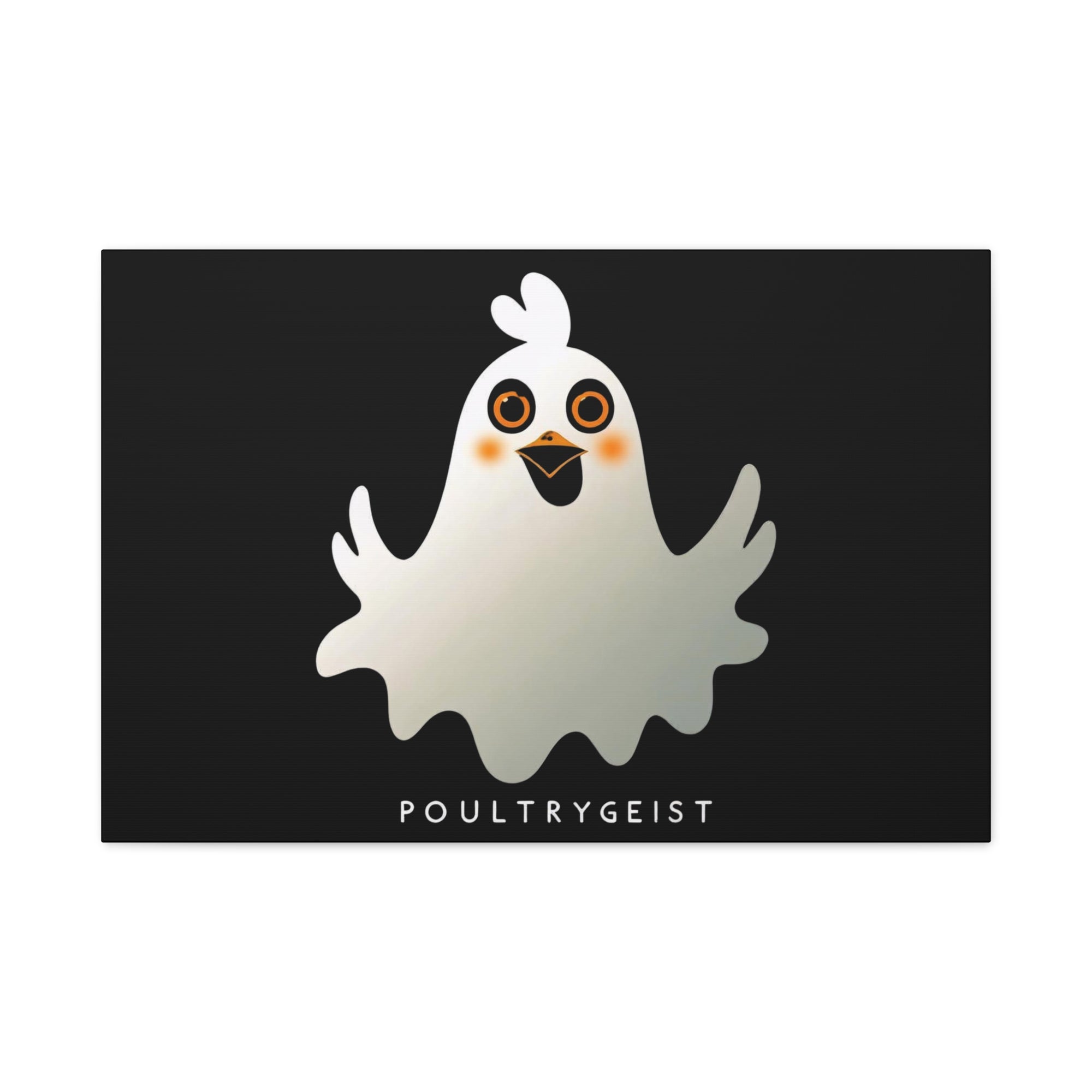 Poultrygeist Chicken Halloween Wall Art – Funny Farmhouse Spooky Decor – Gift for Chicken Lovers Whimsical Canvas Wall Art, Poultrygeist Decor, Cute Ghost Art, Halloween Home Decor, Fun Wall Hanging