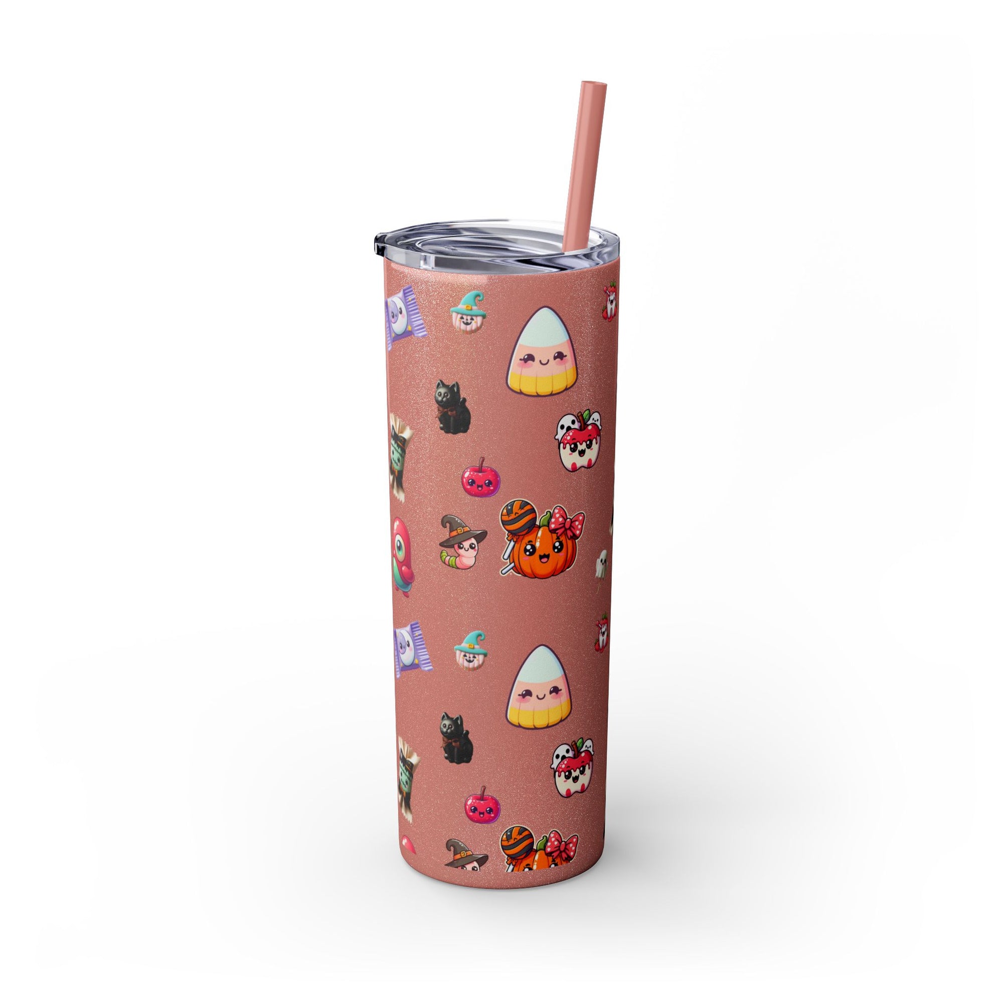 Playful Halloween Skinny Tumbler with Straw, 20oz | Cute Fall Drinkware, Halloween Mug, Party Favor, Gift for Her, Seasonal Decor