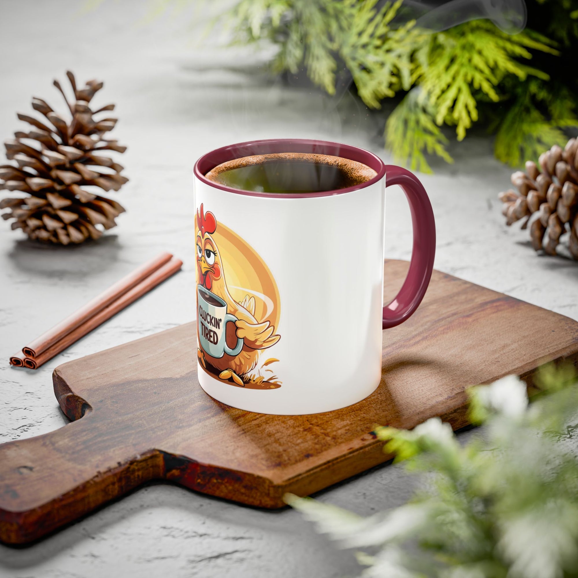 Cluckin’ Tired – 20oz Stainless Steel Tumbler Funny Chicken Mug, Clucking Tired Coffee Cup, Gift for Chicken Lovers, Colorful Ceramic Mug, Morning Coffee Cup
