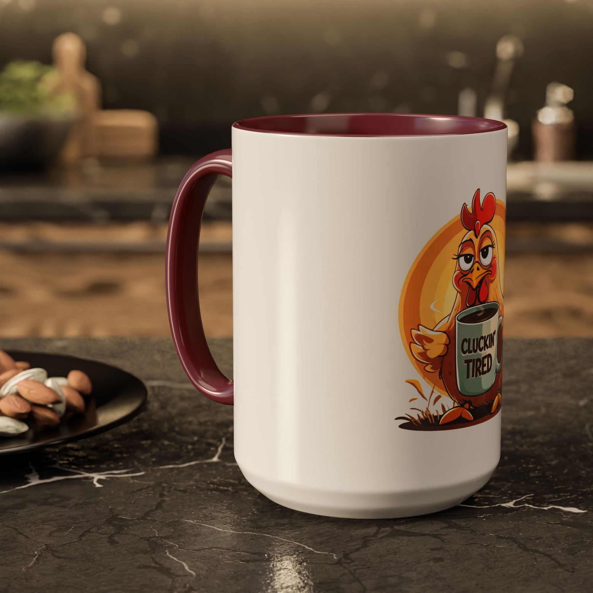 Cluckin’ Tired – 20oz Stainless Steel Tumbler Funny Chicken Mug, Clucking Tired Coffee Cup, Gift for Chicken Lovers, Colorful Ceramic Mug, Morning Coffee Cup