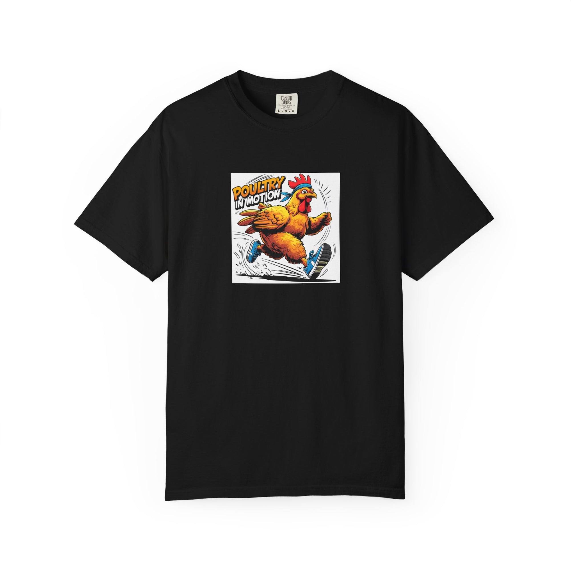 Poultry in Motion Running T-Shirt, Funny Chicken Tee, Gift for Bird Lovers, Casual Unisex Top, Perfect for Birthdays, Anniversaries, or Everyday Wear
