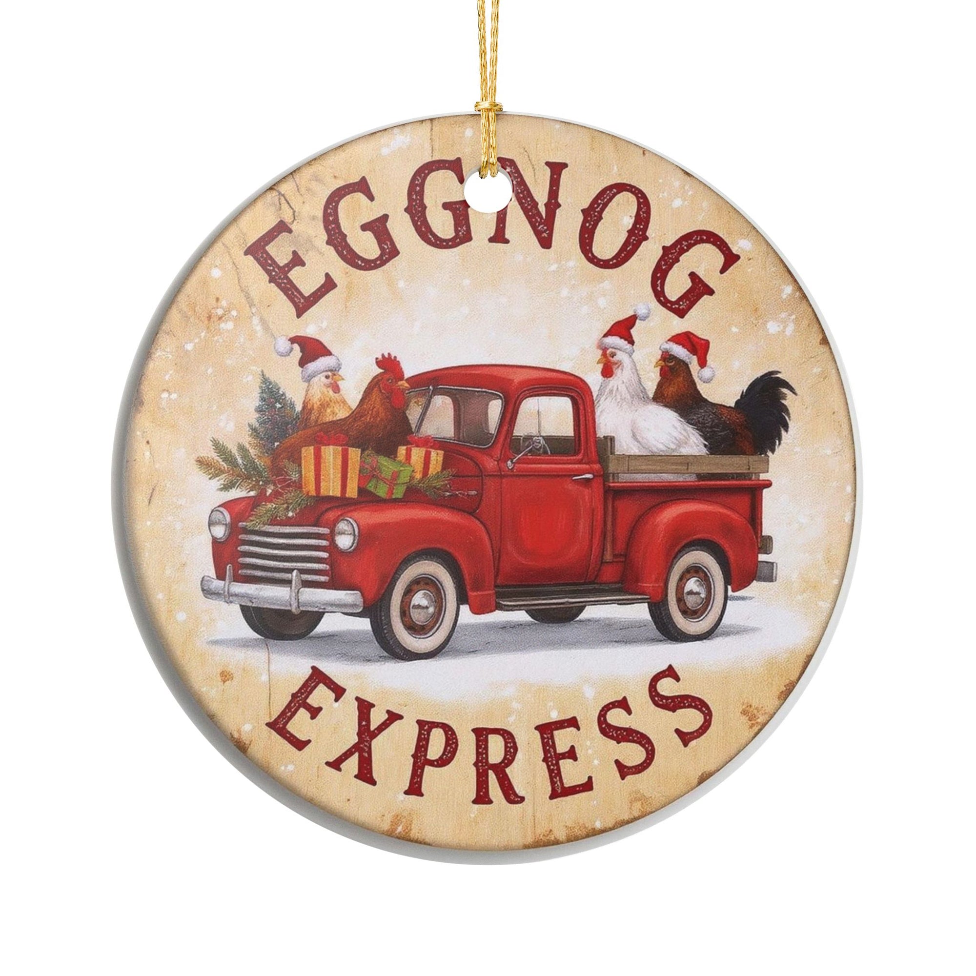 Egg Nog Christmas Farmhouse Ornament, Eggnog Express Tree Decoration, Holiday Decor, Rustic Charm, Gift for Loved Ones