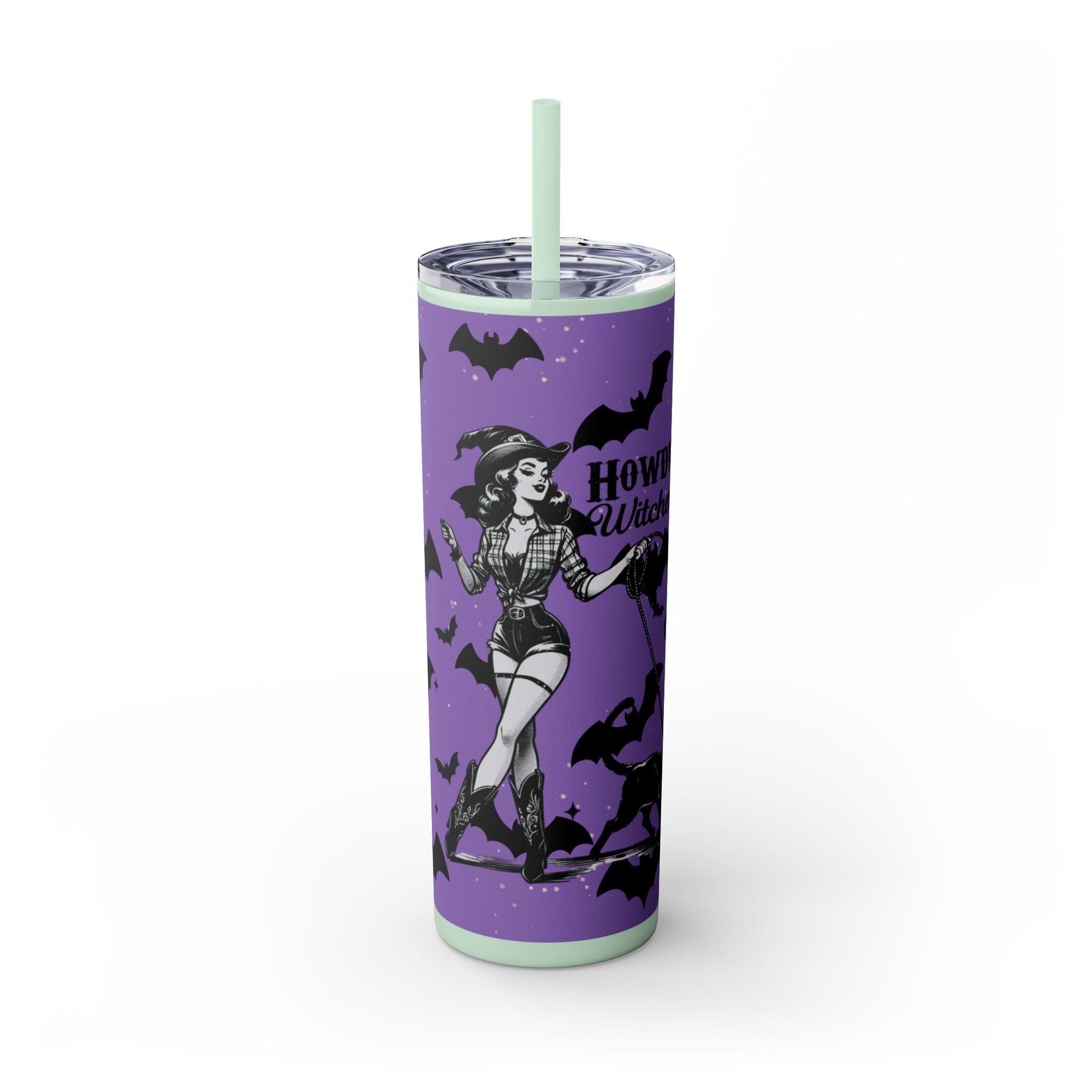 Halloween-Themed Skinny Tumbler with Straw, 20oz | Perfect for Spooky Parties, Trick or Treating, Gifting, or Everyday Use