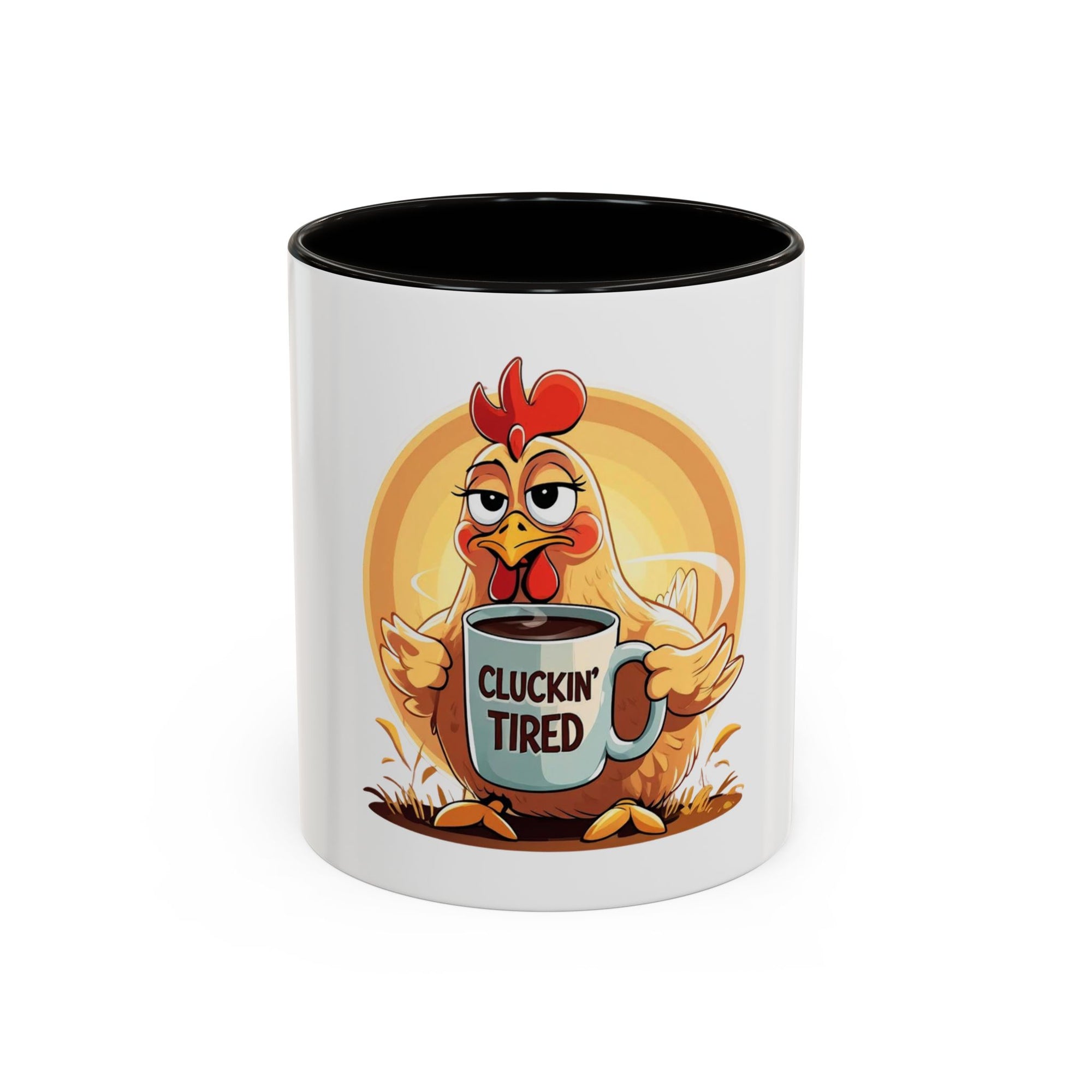 Cluckin’ Tired – 20oz Stainless Steel Tumbler Funny Chicken Mug, Clucking Tired Coffee Cup, Gift for Chicken Lovers, Colorful Ceramic Mug, Morning Coffee Cup