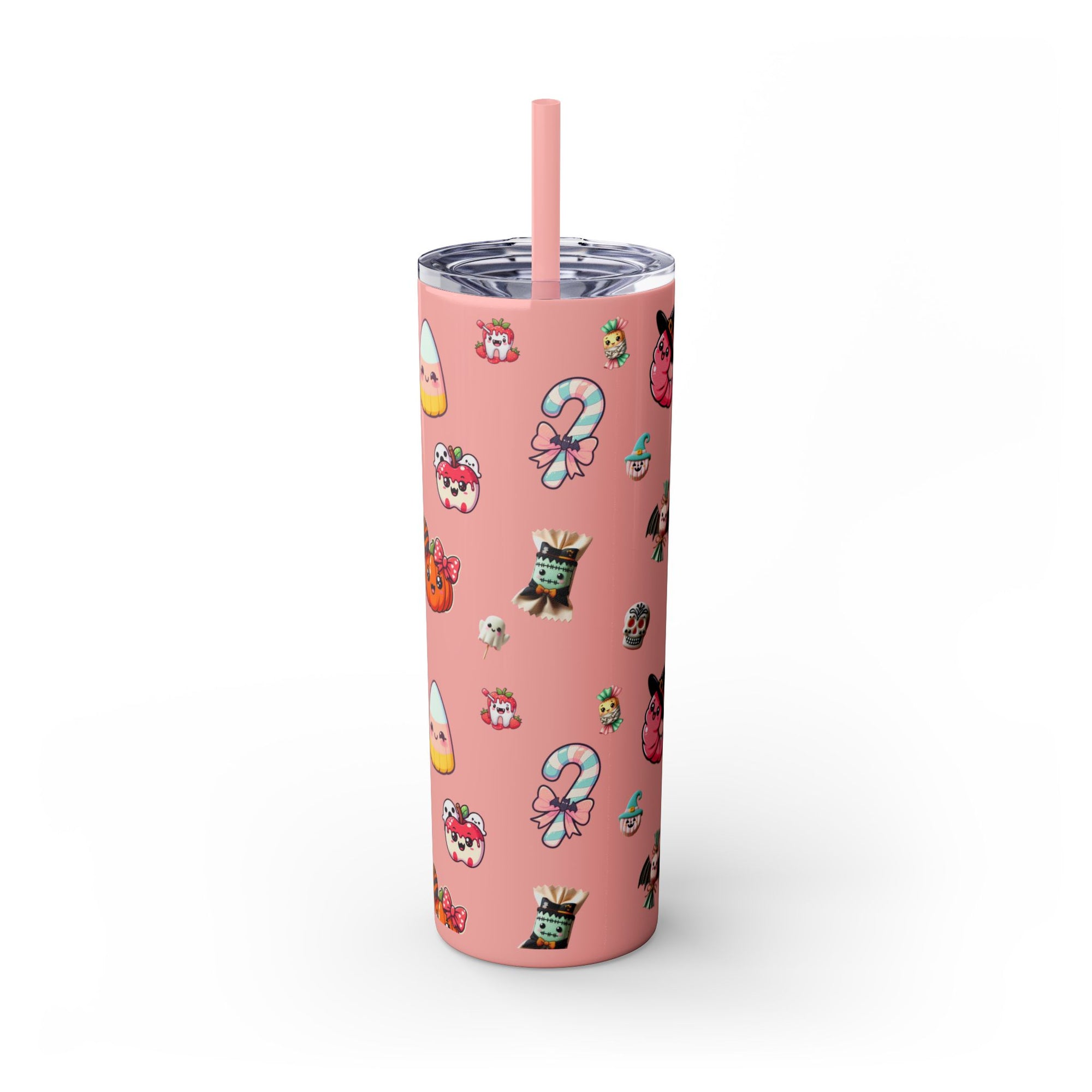 Playful Halloween Skinny Tumbler with Straw, 20oz | Cute Fall Drinkware, Halloween Mug, Party Favor, Gift for Her, Seasonal Decor