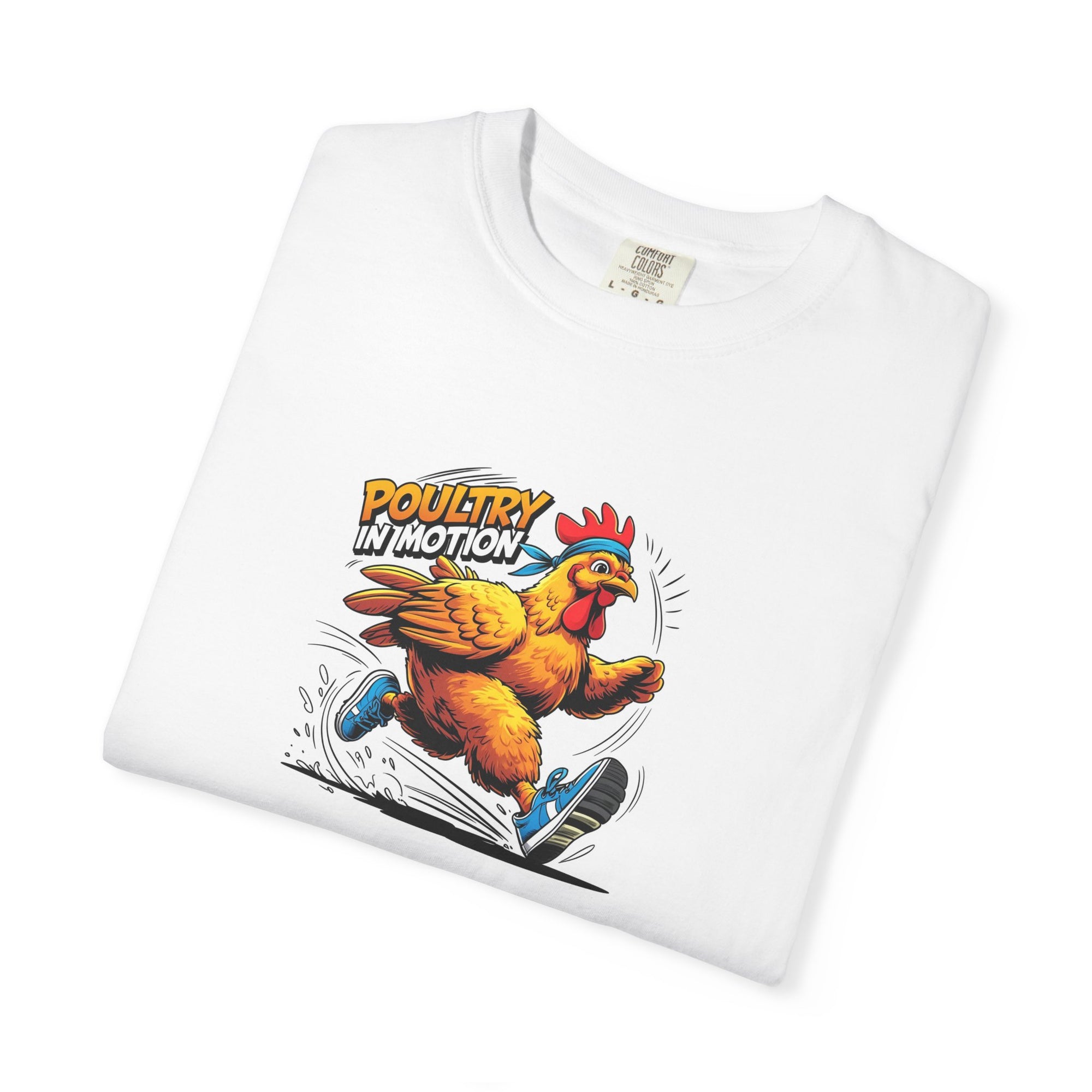 Poultry in Motion Running T-Shirt, Funny Chicken Tee, Gift for Bird Lovers, Casual Unisex Top, Perfect for Birthdays, Anniversaries, or Everyday Wear