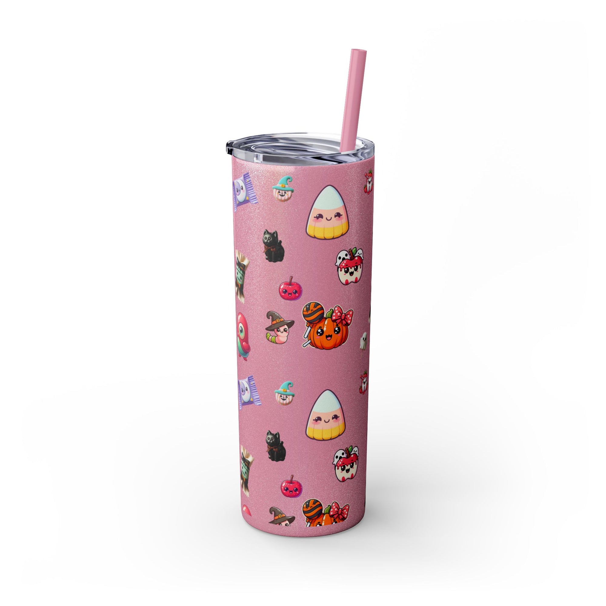 Playful Halloween Skinny Tumbler with Straw, 20oz | Cute Fall Drinkware, Halloween Mug, Party Favor, Gift for Her, Seasonal Decor