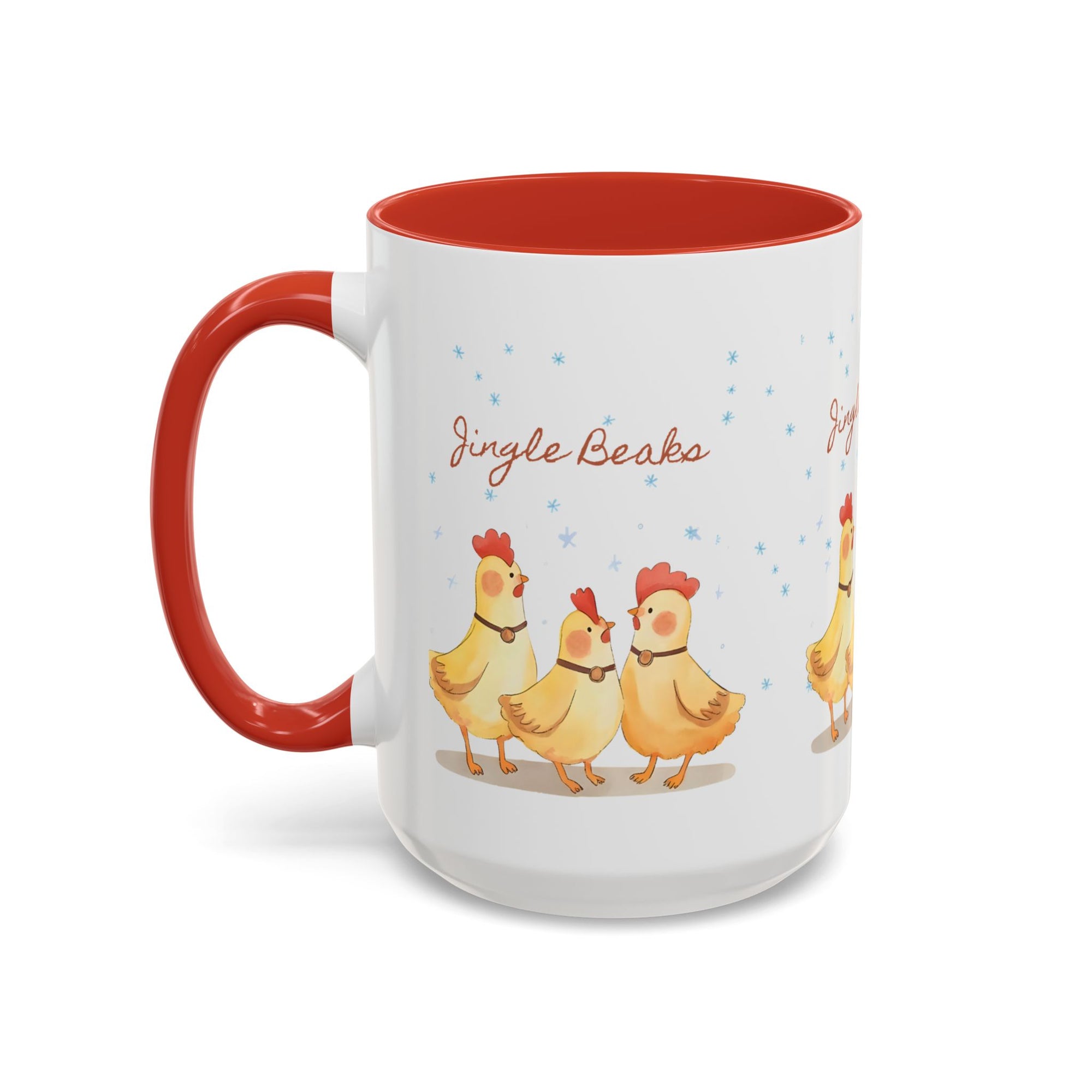 Jingle Beaks Chicken Mug – Funny Holiday Coffee Cup – Farmhouse Christmas Gift for Chicken Lovers  Accent Coffee Mug, Cute Chickens Coffee Cup, Holiday Gift, Fun Kitchen Decor, Farmhouse Style Mug, Unique Present