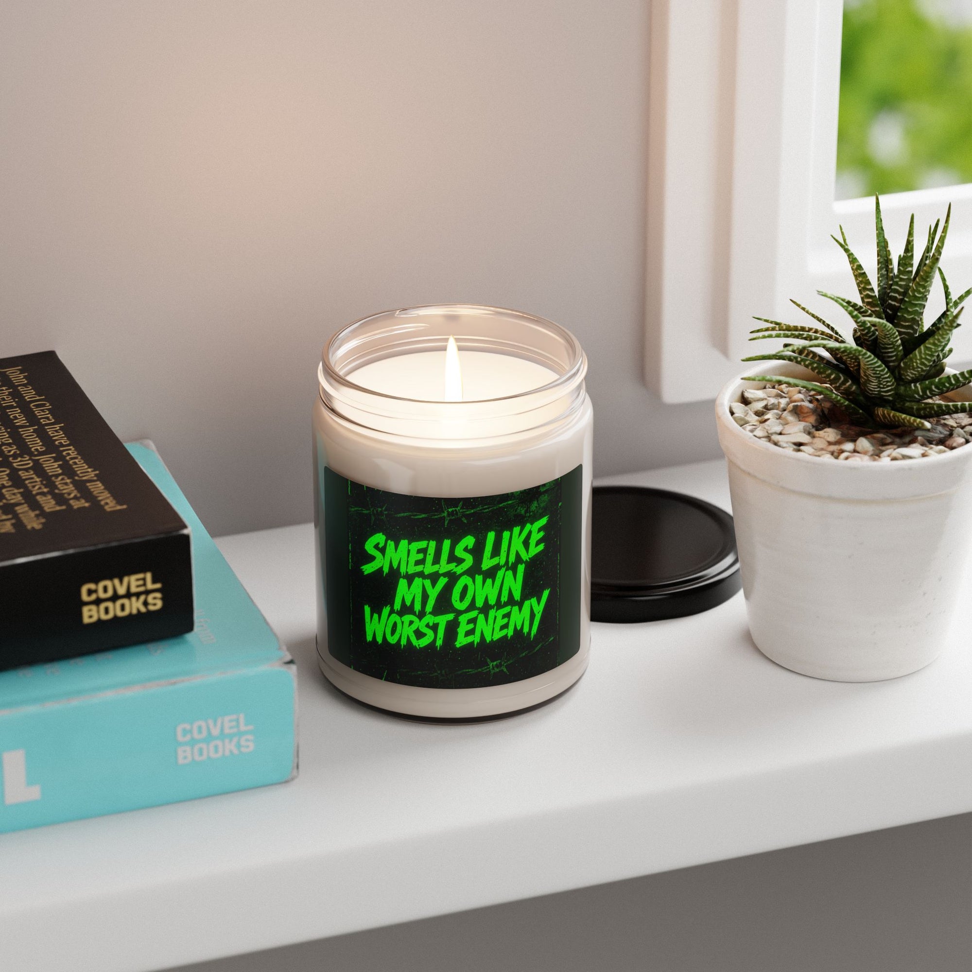 Smells Like My Own Worst Enemy Soy Candle | 90s Nostalgia Gift | Lit Inspired Candle | Retro Funny Candle for Music Lovers Scented Soy Candle, Unique Gift for Friends, Home Decor, Relaxation, Aromatherapy, Halloween Decoration, Funny Quote Candle